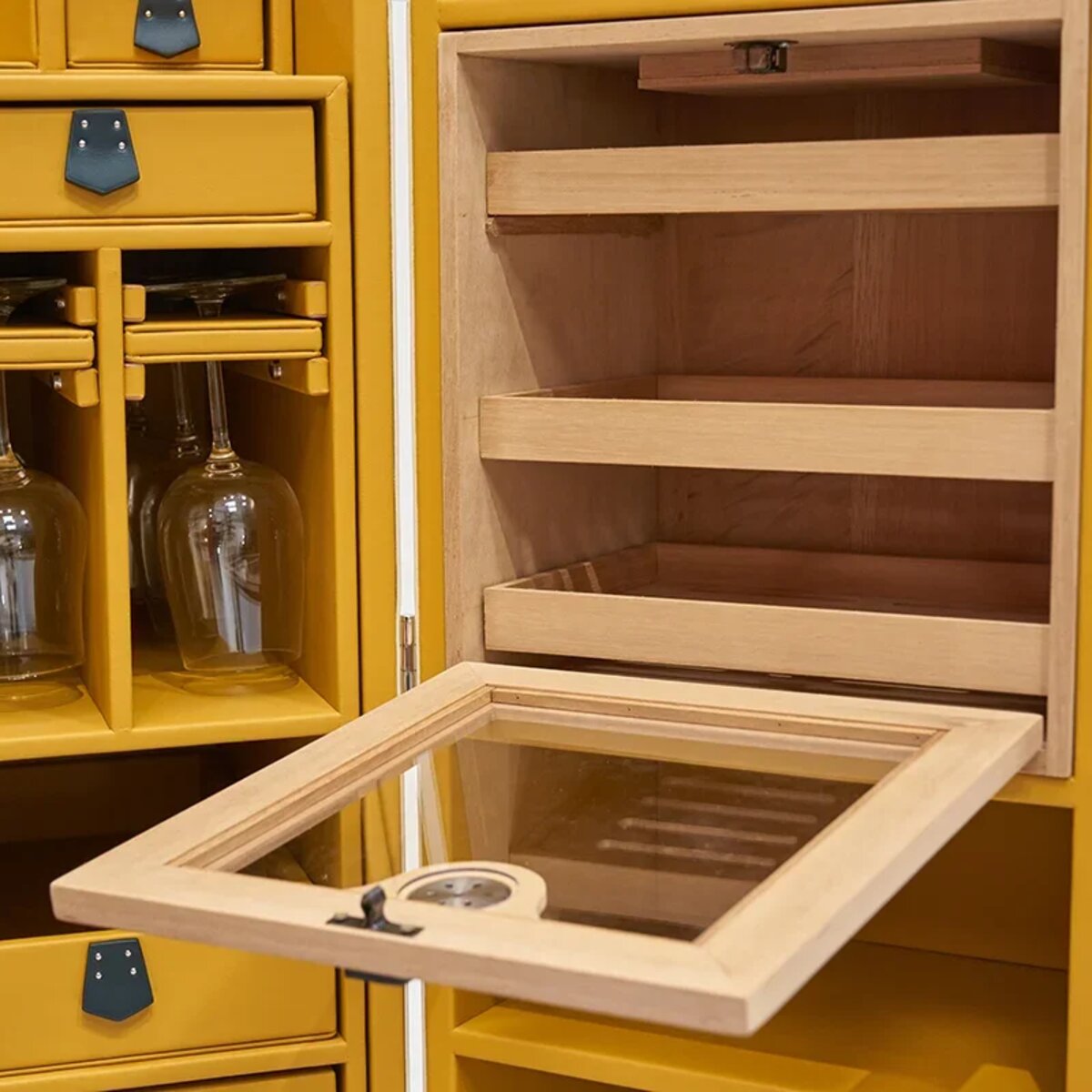 Luxury bar cabinet with glassware interior in Dubai