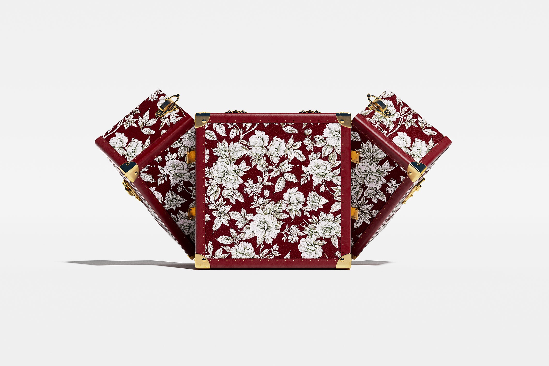 Heritage Luxe Jewelry Case - Floral Crimson