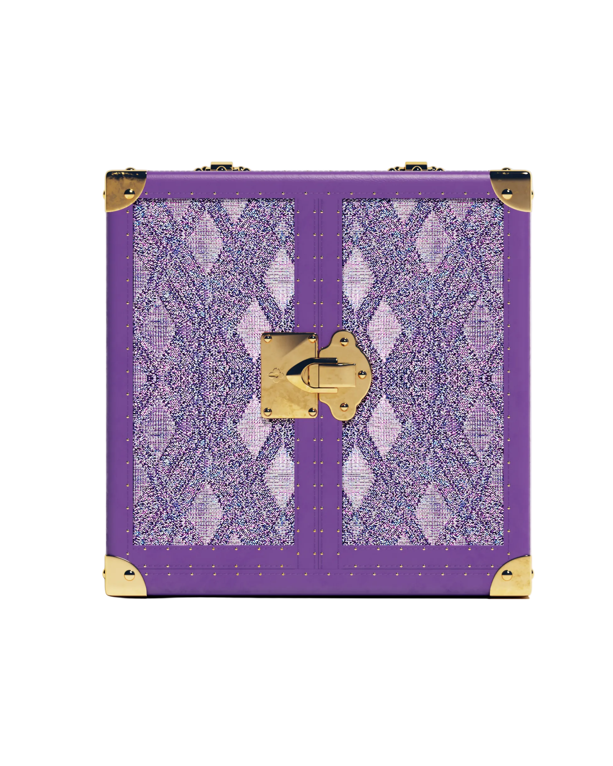 SIRAE Aurum Loom jewelry case in anemone purple copper mesh, Dubai luxury atelier