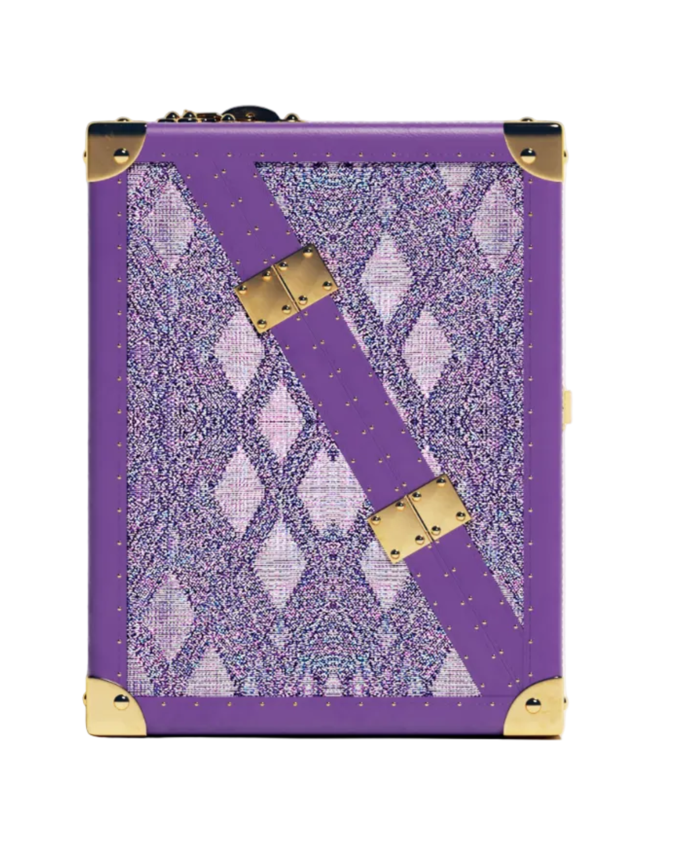 Side view of the SIRAE Aurum Loom anemone purple jewelry case in a luxury Dubai setting