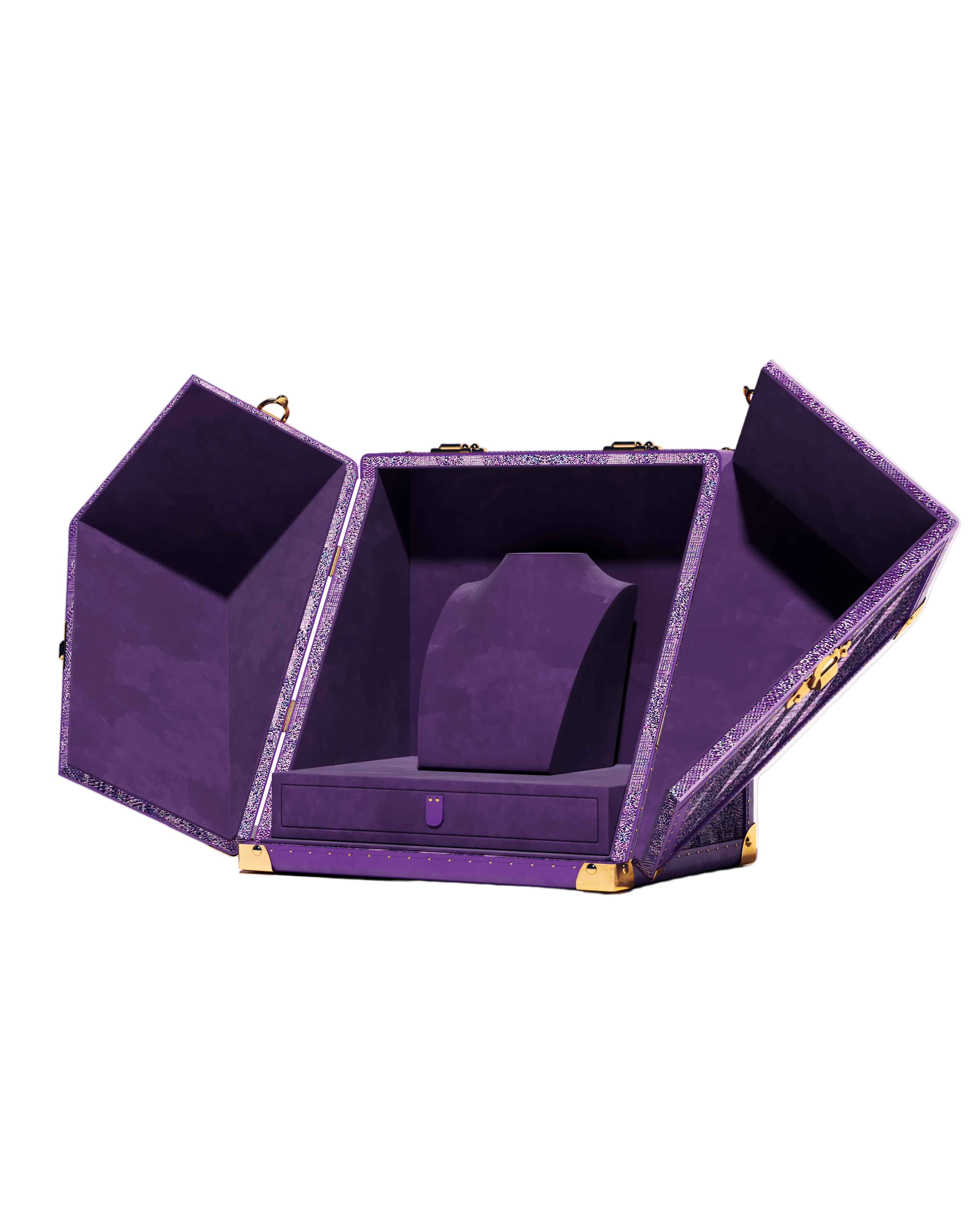 Copper mesh texture detail on the SIRAE anemone purple jewelry case
