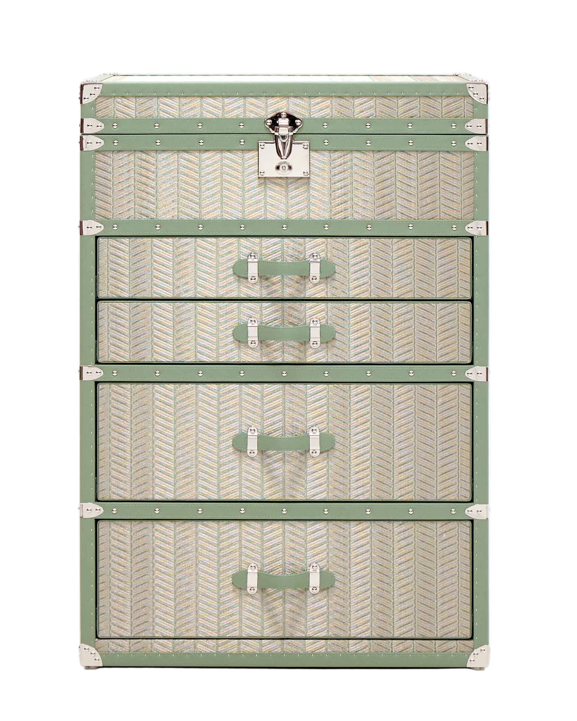 SIRAE Aurum Loom jewelry trunk in emerald mirror hardware, Dubai luxury atelier