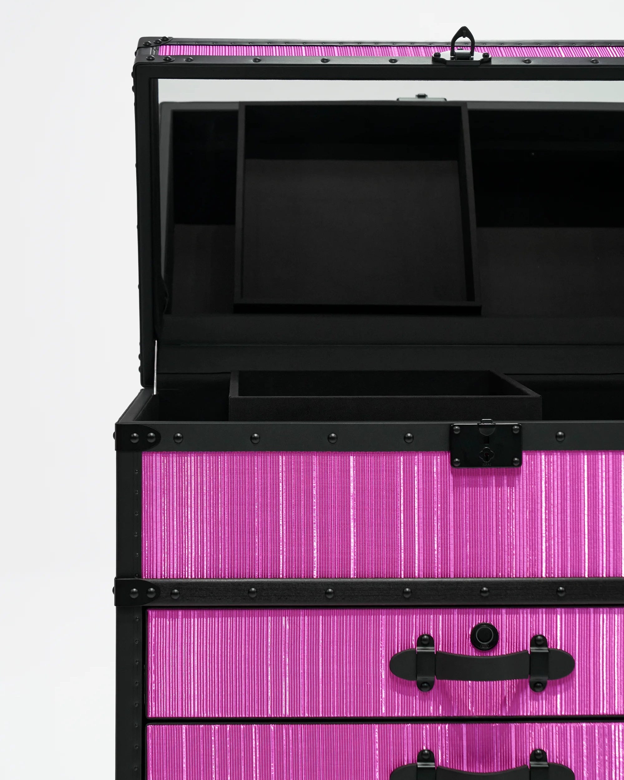 SIRAE Aurum Loom rose mirage jewelry trunk styled with jewelry in a luxury Dubai interior