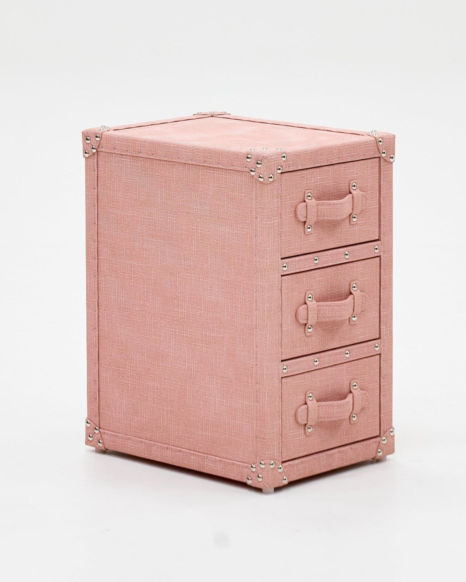 Microfiber leather texture detail on the SIRAE blossom pink compact storage