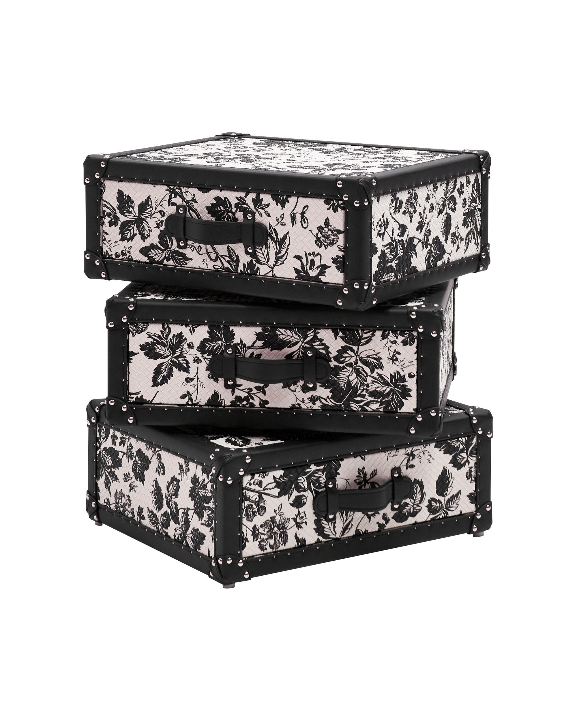 Monochrome leather chest of drawers rotating cabinet, Heritage Print, SIRAE Casa Dubai
