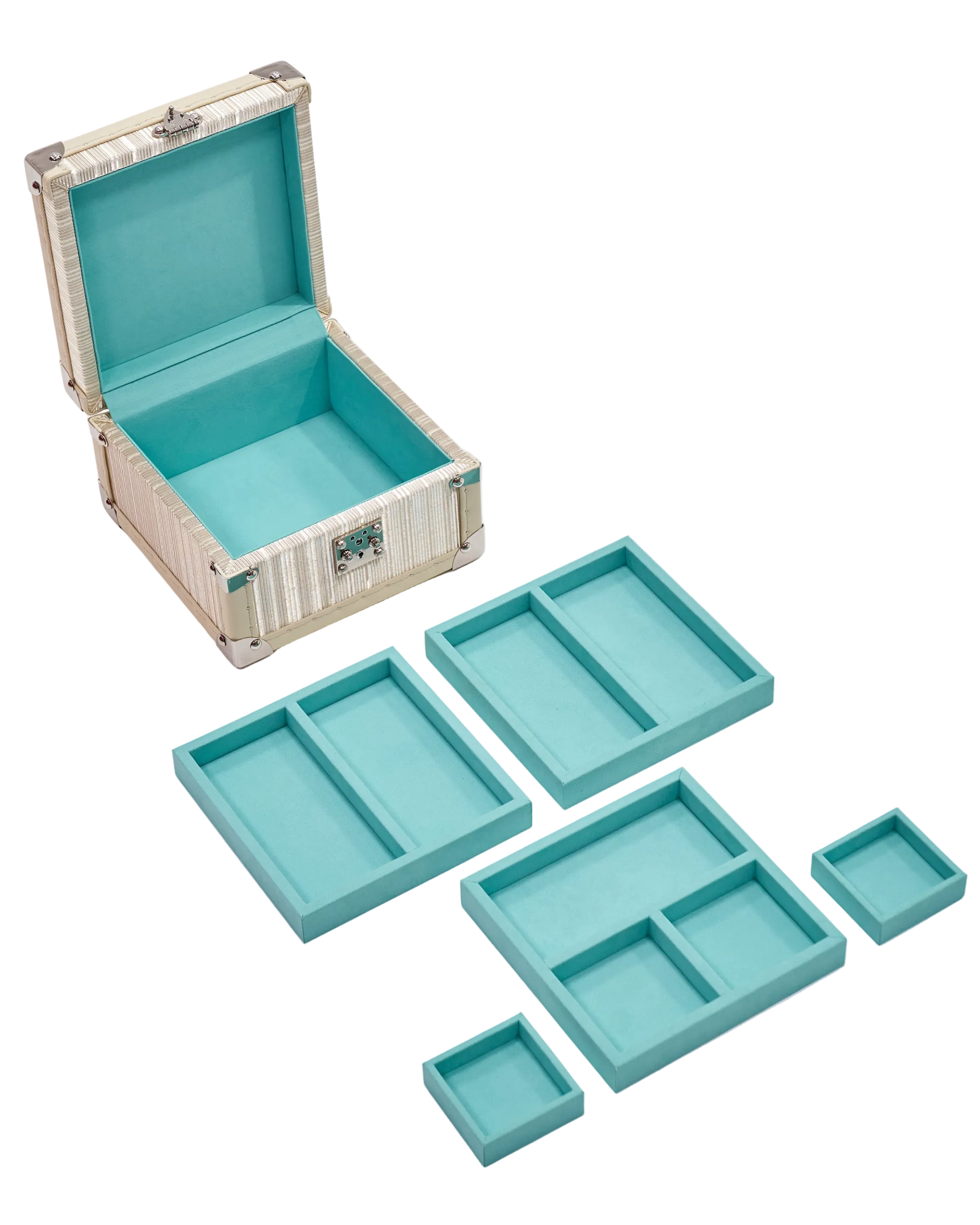 Frosted silver copper wire jewelry box with trays, SIRAE Casa Dubai