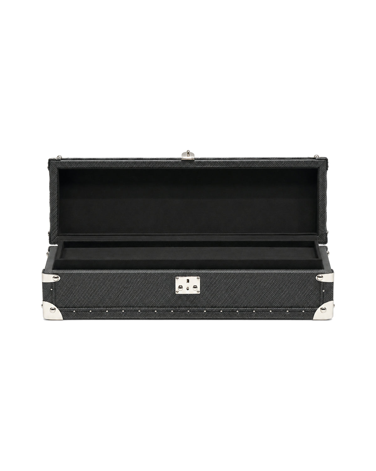 black microfiber leather lockable ring and jewellery box shown open, SIRAE Dubai
