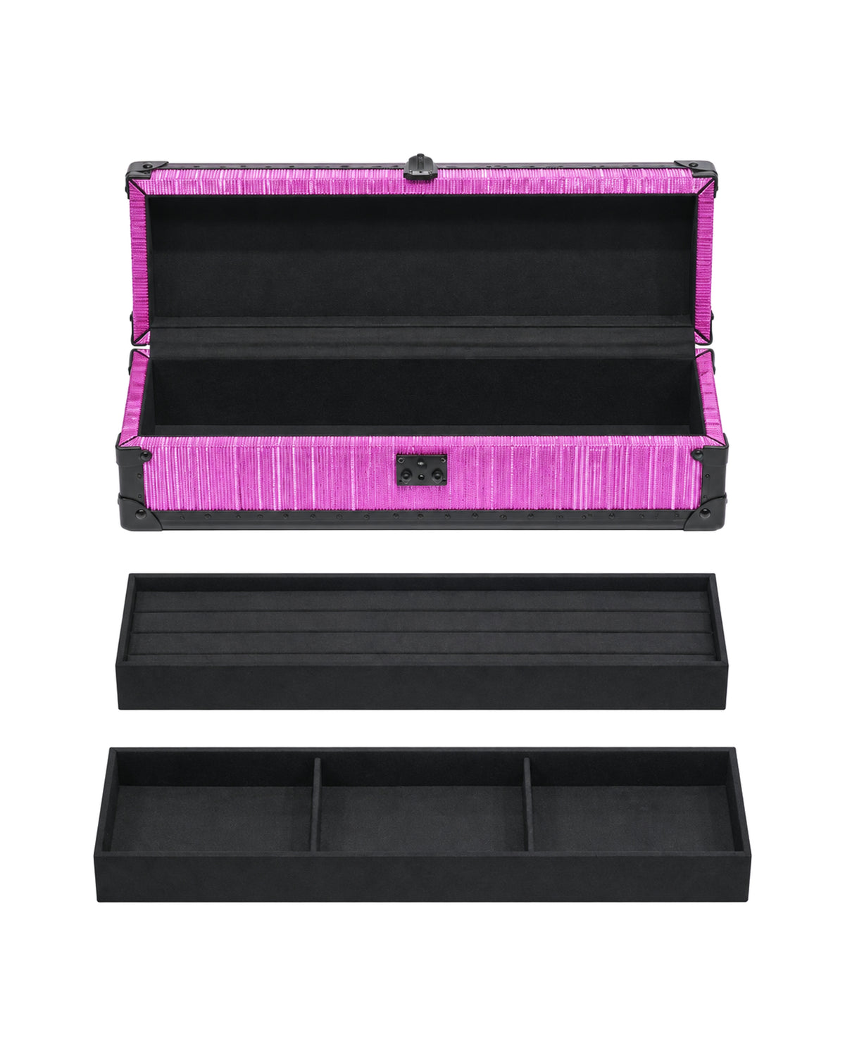 Jewellery box open showing ring rows and removable trays, SIRAE Dubai