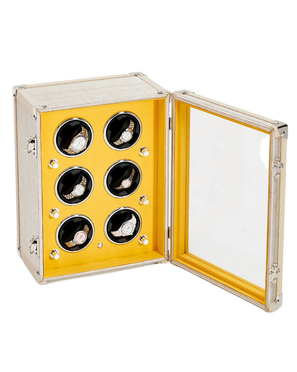 Aurum Wire · 6 Watch Winder Cabinet - Frosted Silver