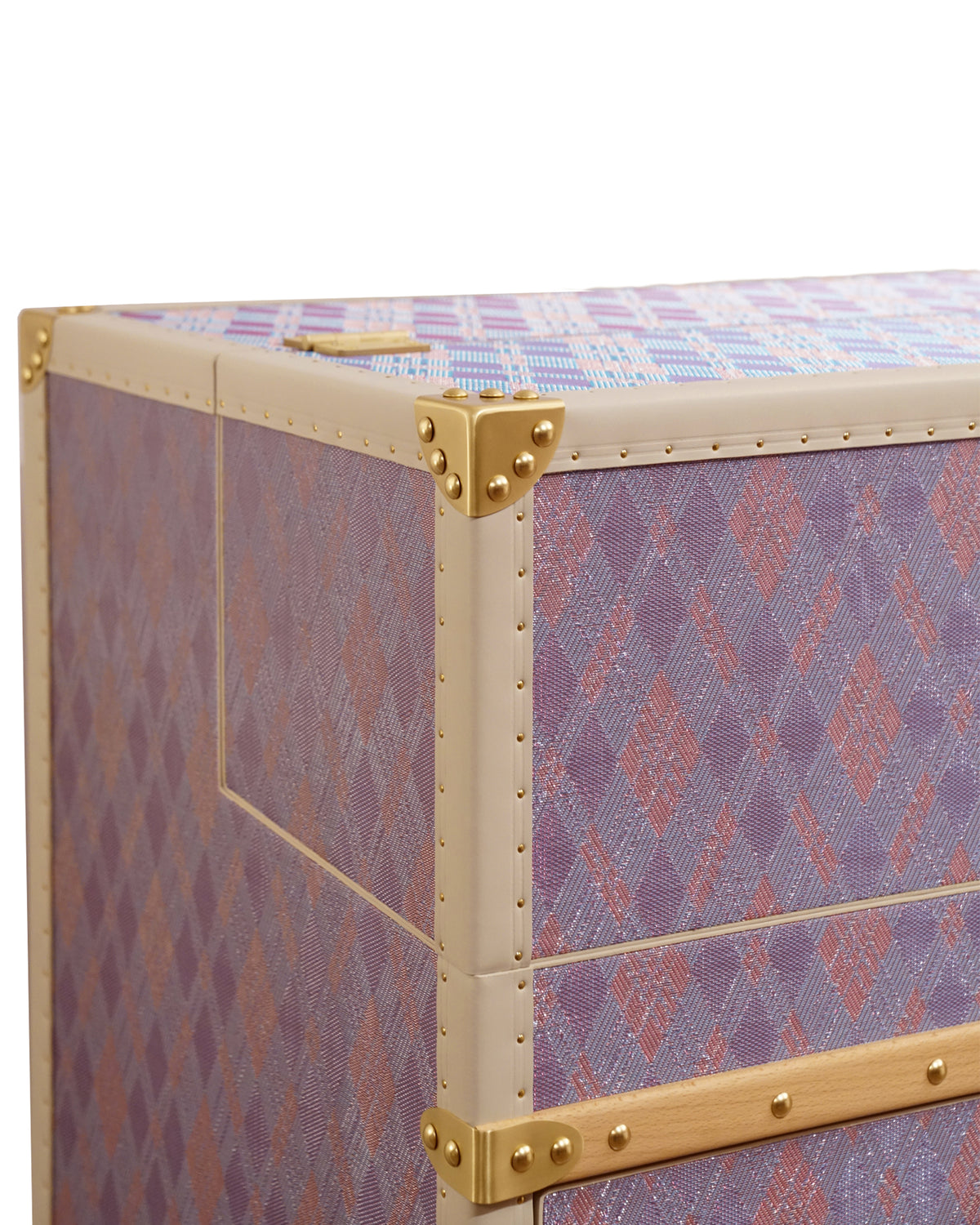 Side view of the Lavender watch winder and jewelry trunk
