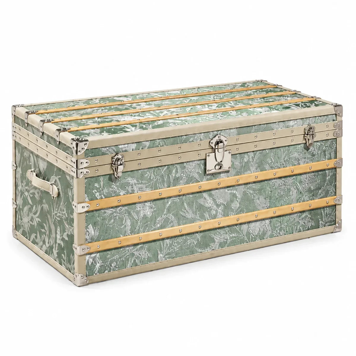 Luxury jewellery trunk in green jacquard - SIRAE Casa Dubai, secure heirloom storage