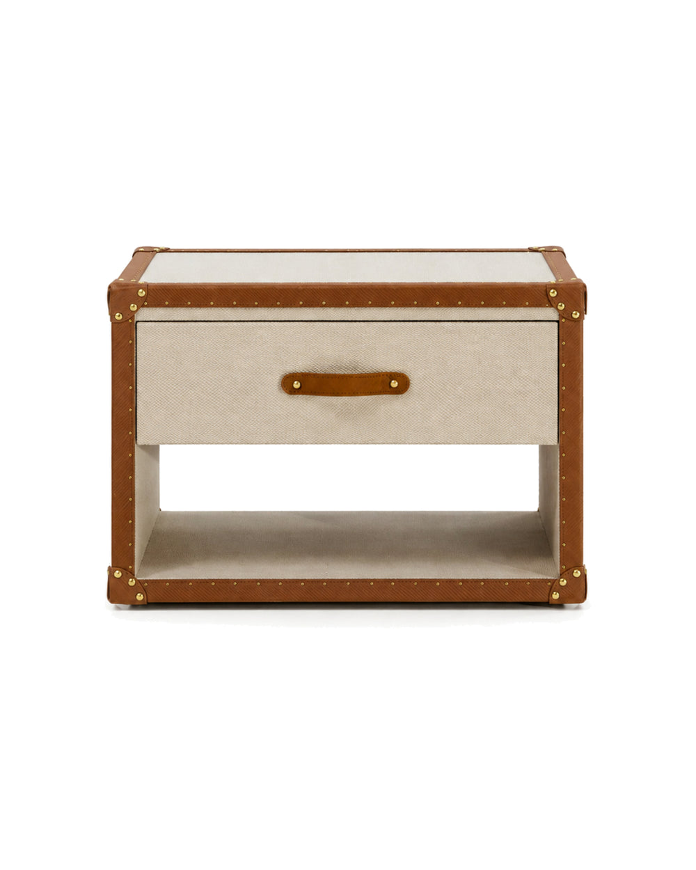 Heritage Leather · The Nocturne Bedside Cabinet - Ivory & Cognac