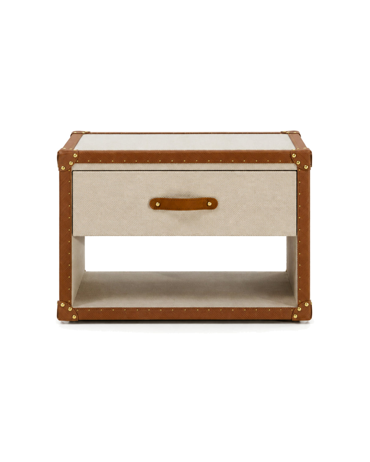 SIRAE Nocturne bedside cabinet in ivory and cognac microfiber leather