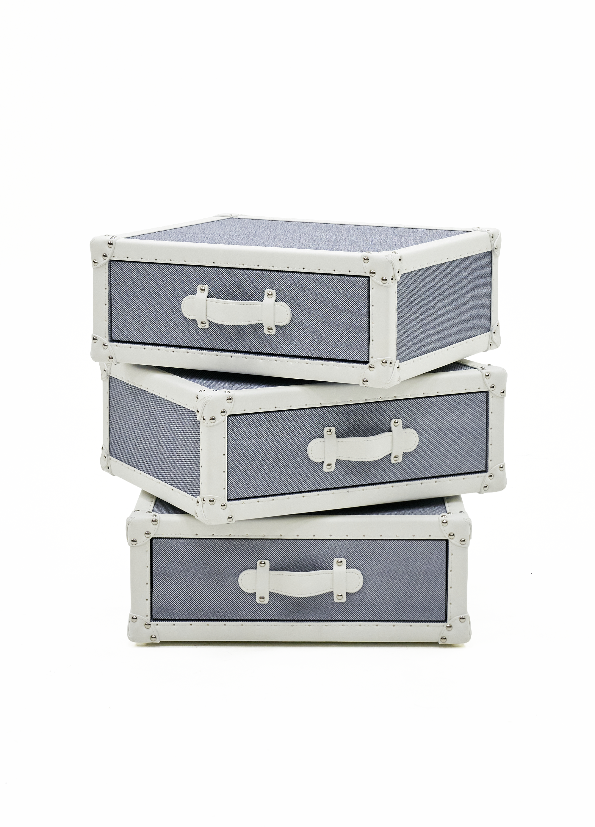 Cuir Luxe Rotating Cabinet - Blue & White