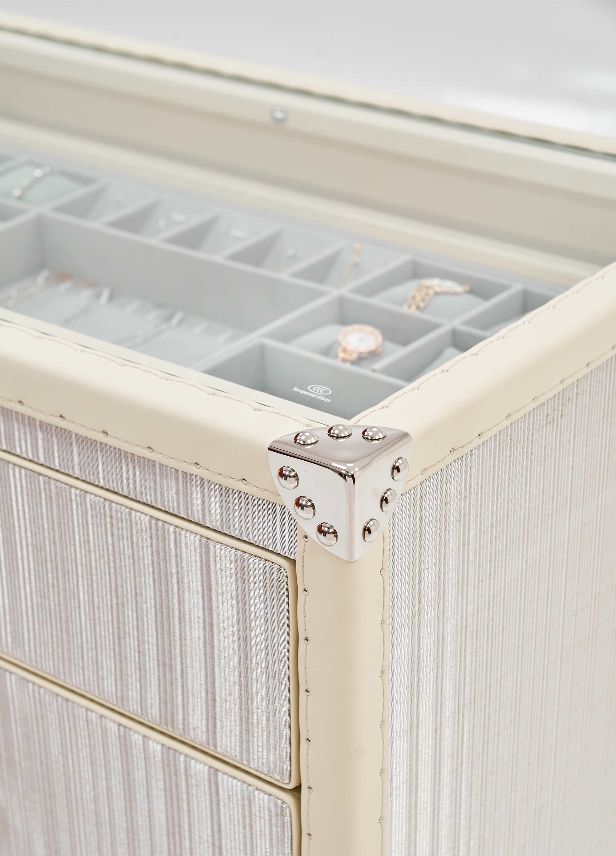 Aurum Loom Side Cabinet - Frosted Silver