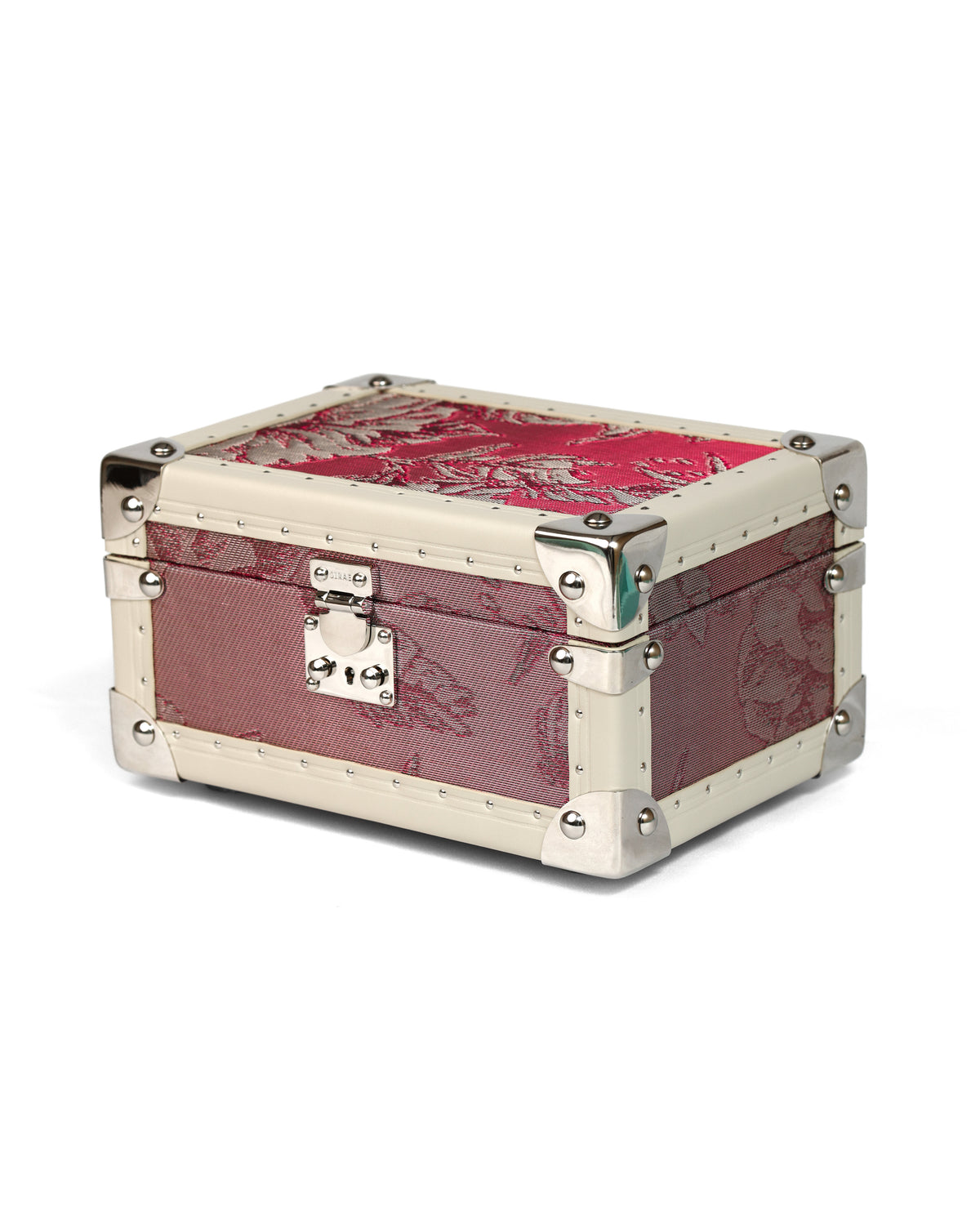 Ivory trim detail on the Blossom Pink cigar humidor trunk