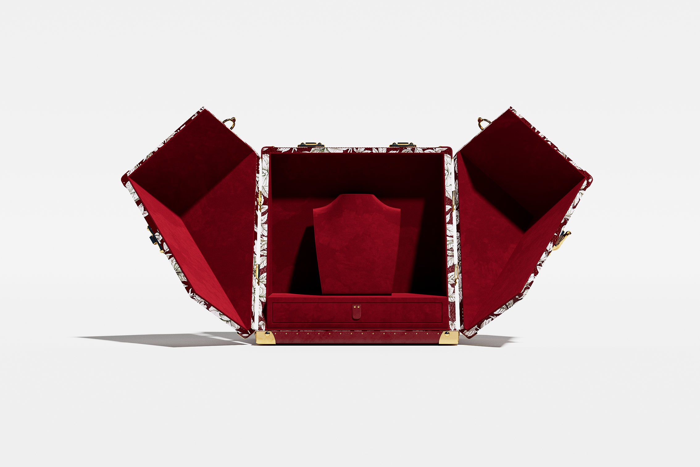 Heritage Luxe Jewelry Case - Floral Crimson
