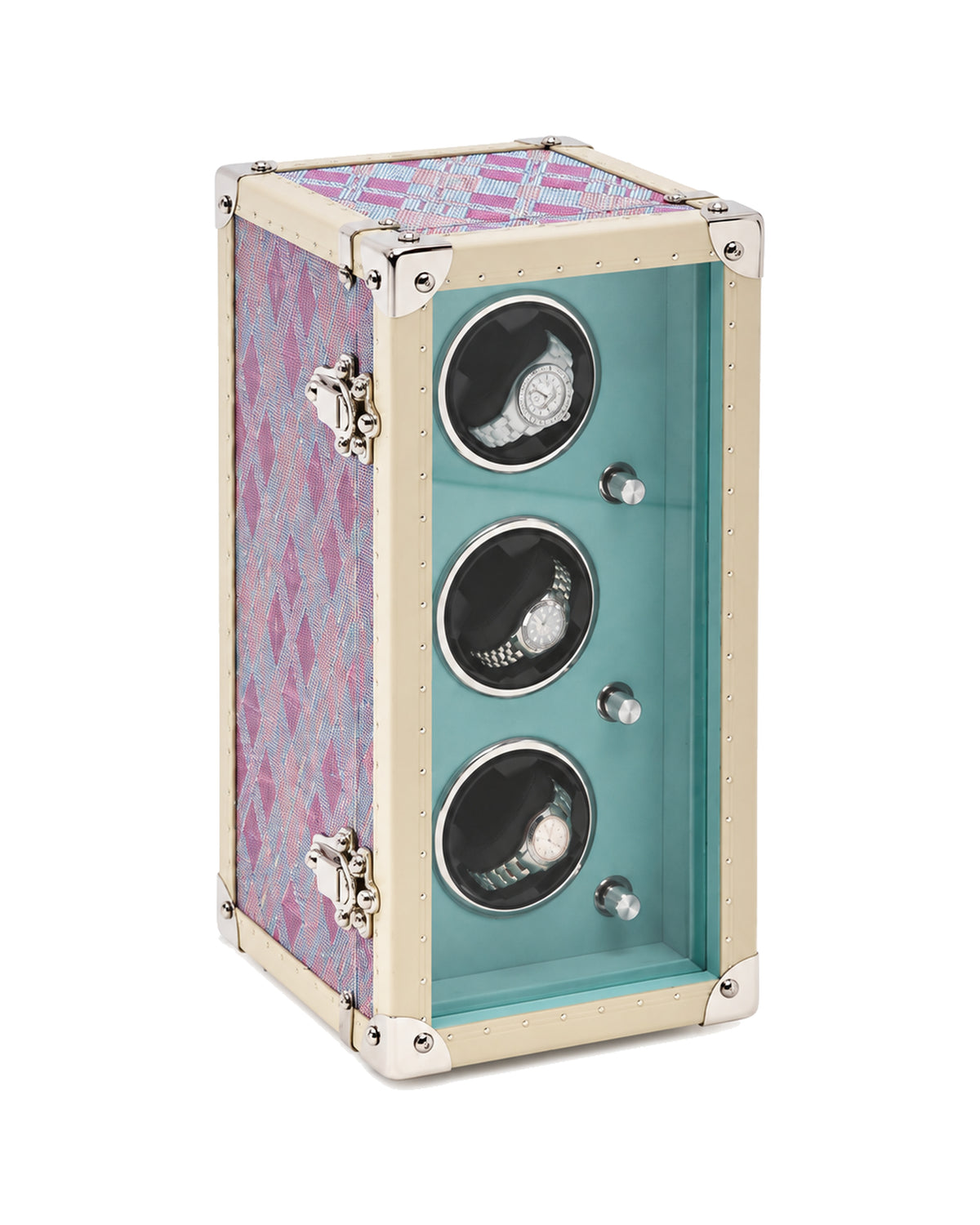 Anemone purple three-watch automatic winder case, SIRAE Dubai