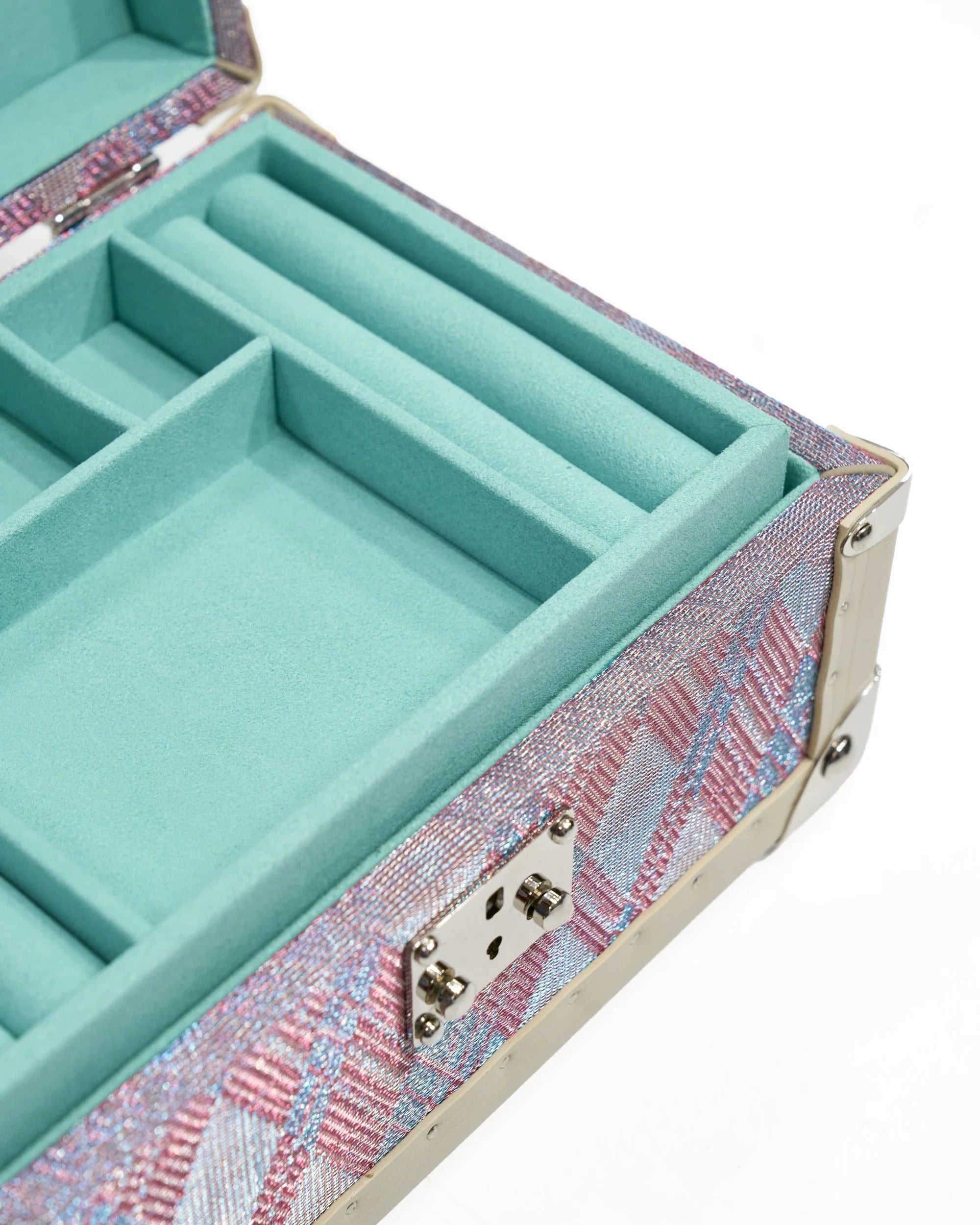 Velvet-lined interior of the SIRAE Aurum Loom anemone purple jewelry box, styled for luxury storage