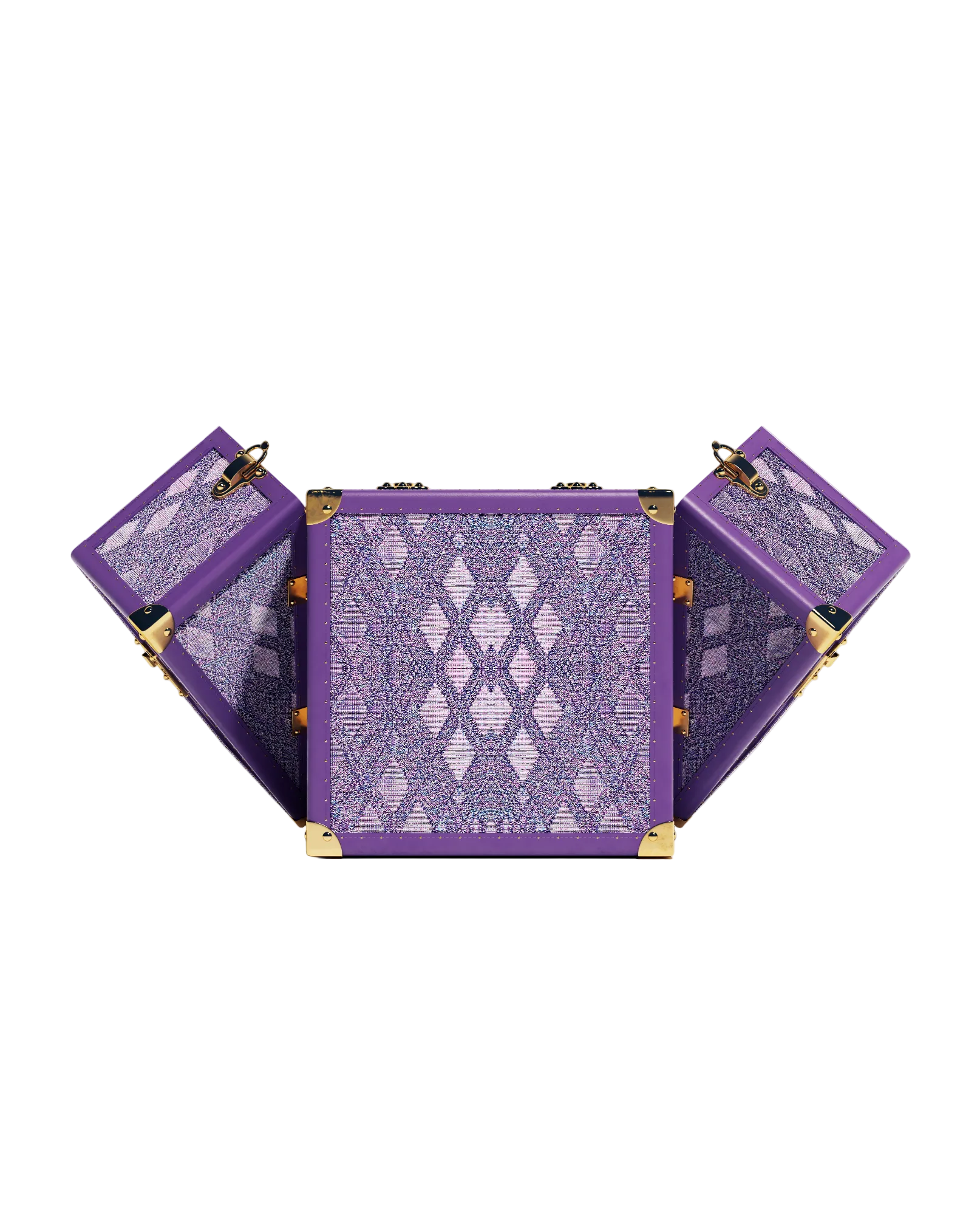 Velvet-lined interior of the SIRAE Aurum Loom anemone purple jewelry case, styled for luxury storage