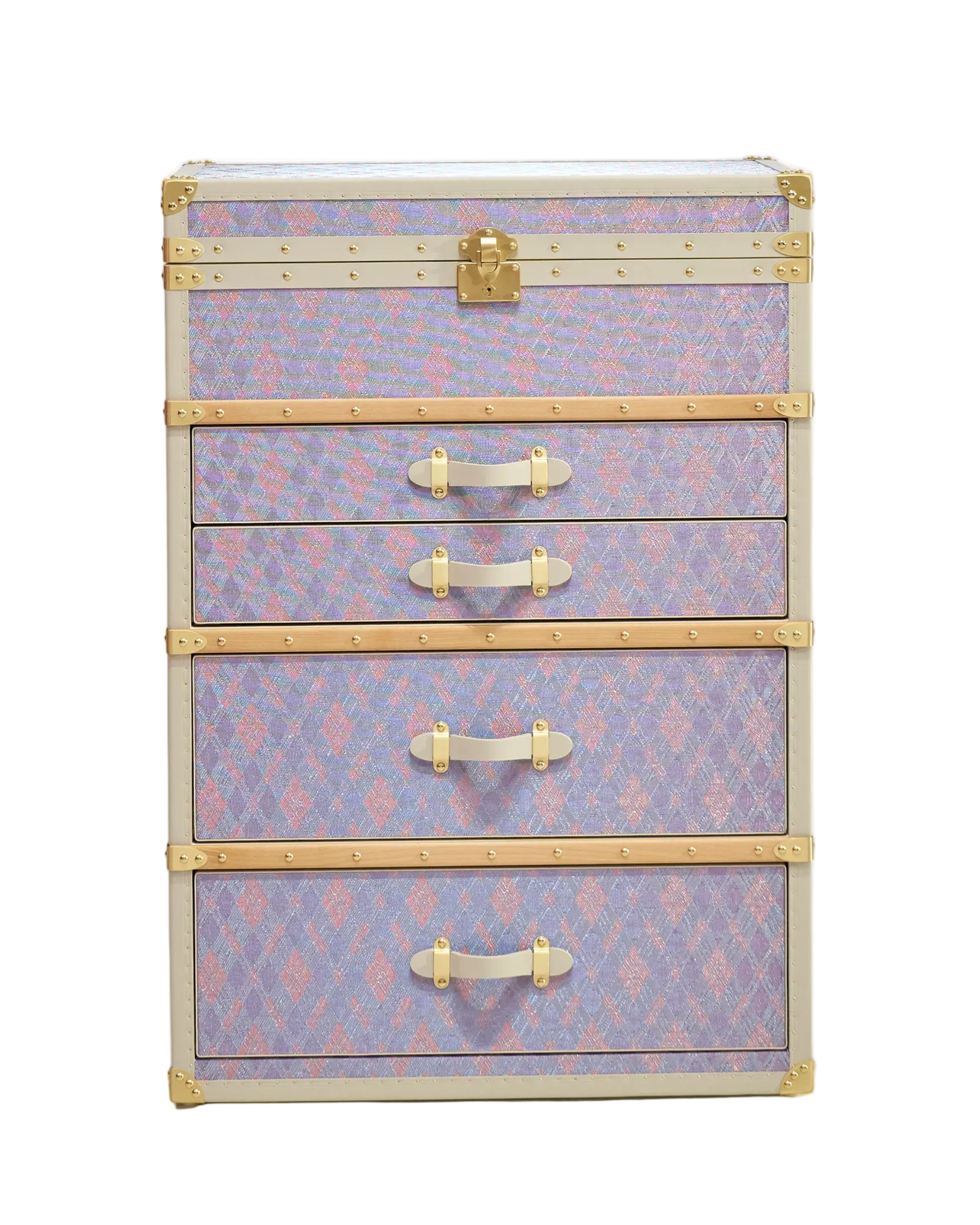SIRAE Aurum Loom jewelry trunk in anemone purple copper mesh, Dubai luxury atelier