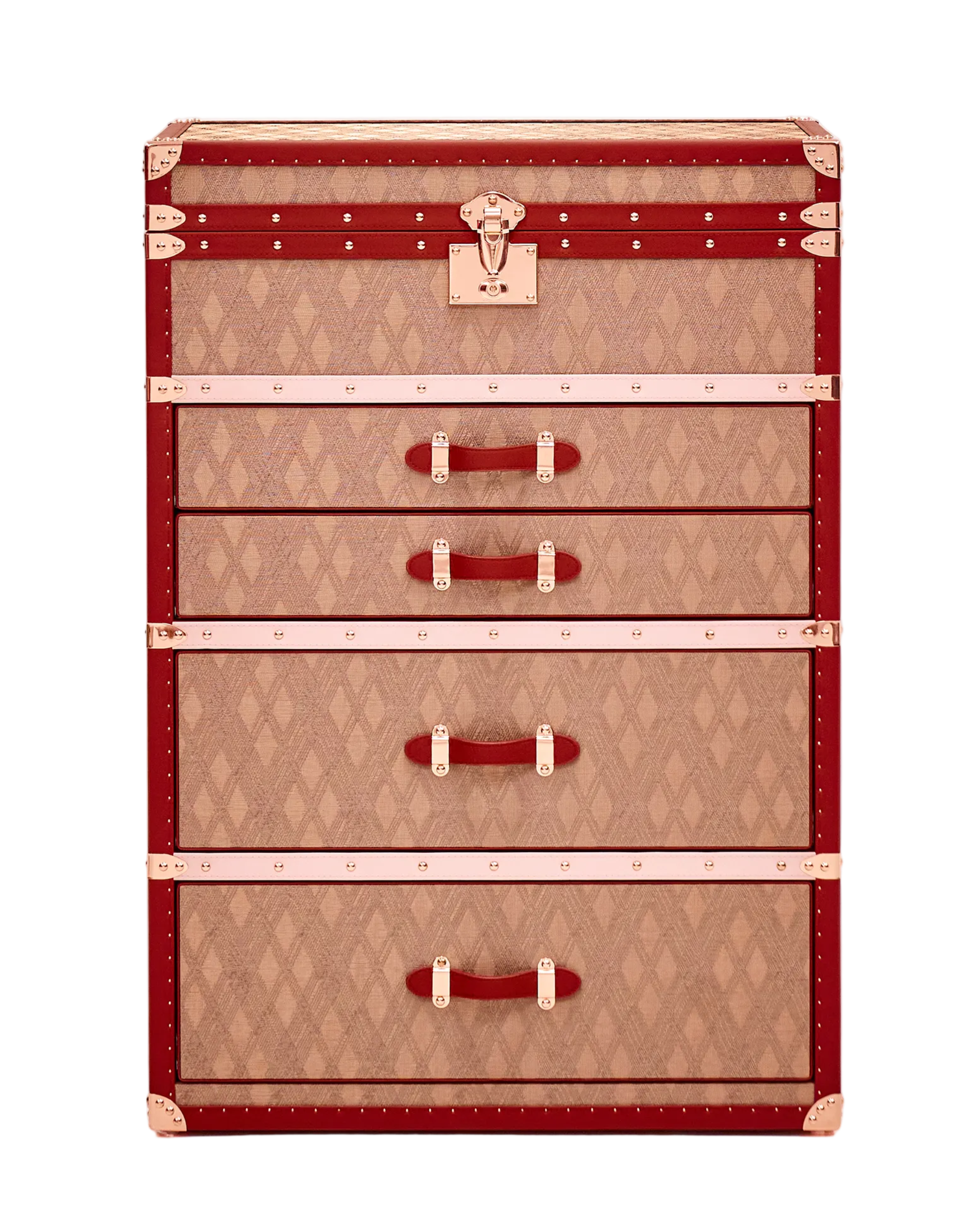 SIRAE Aurum Loom jewelry trunk in dune gold copper wire furniture, Dubai luxury atelier