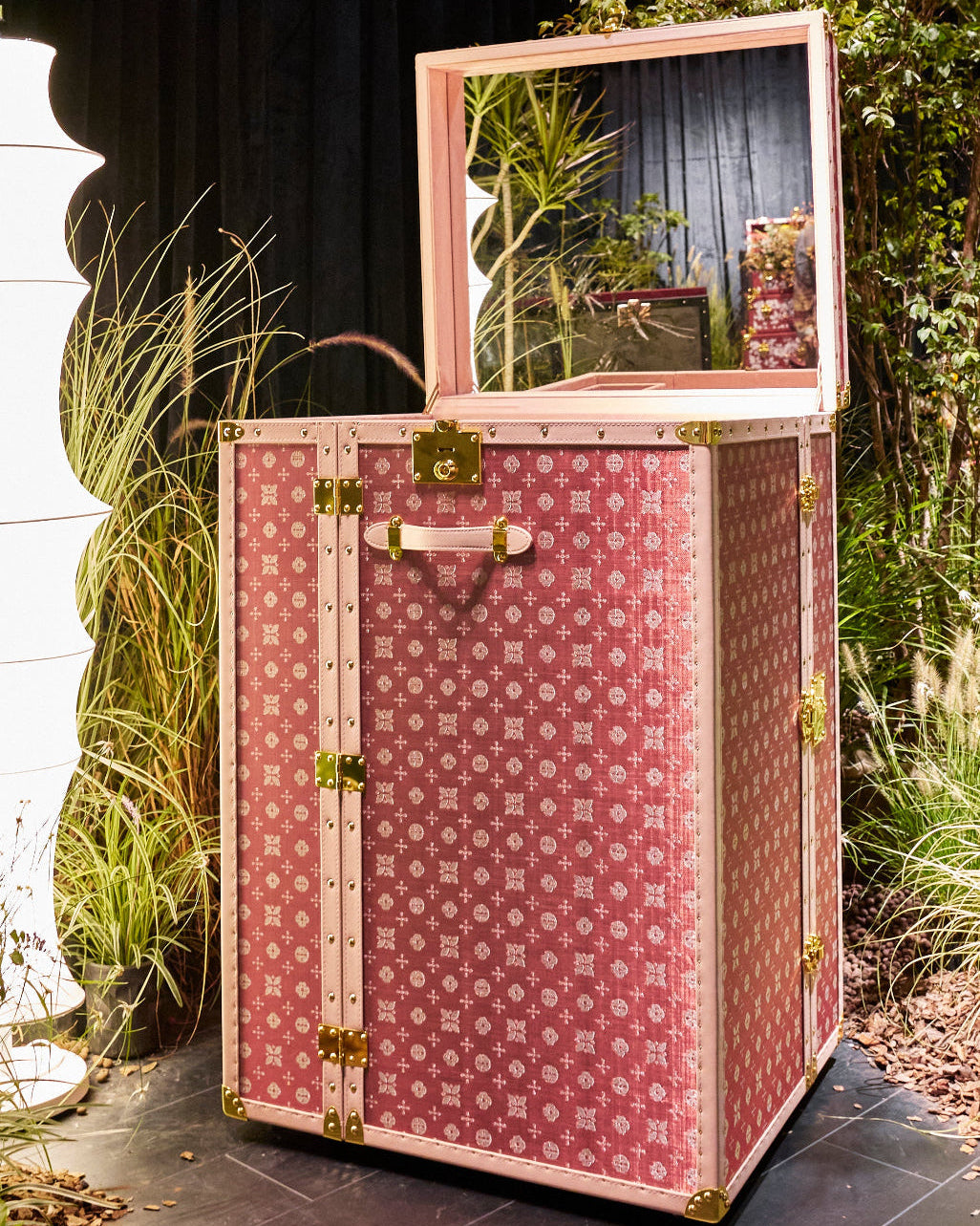 Open view of the blossom pink copper vanity cabinet by SIRAE Dubai