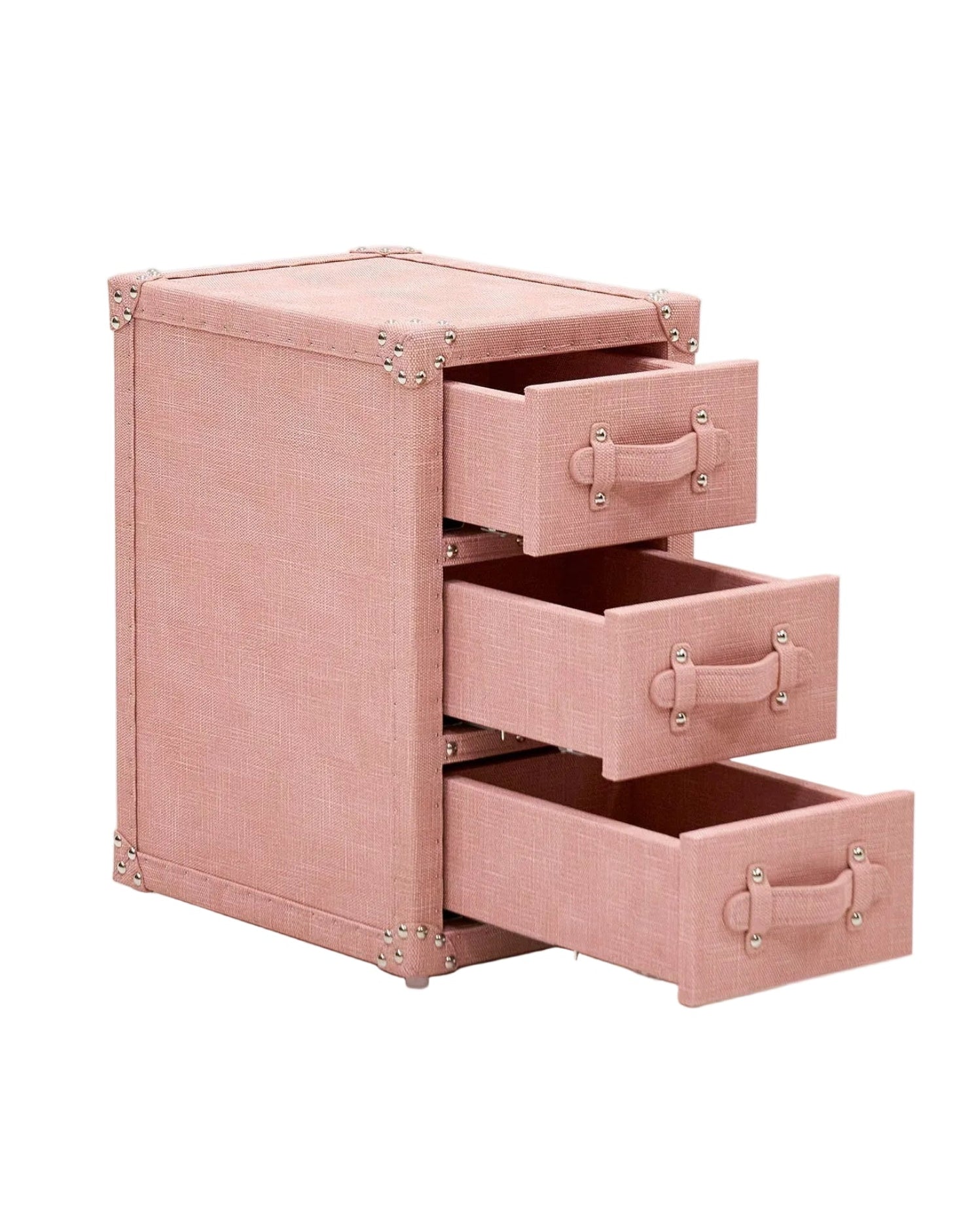 Open view of the blossom pink leather compact storage by SIRAE Dubai
