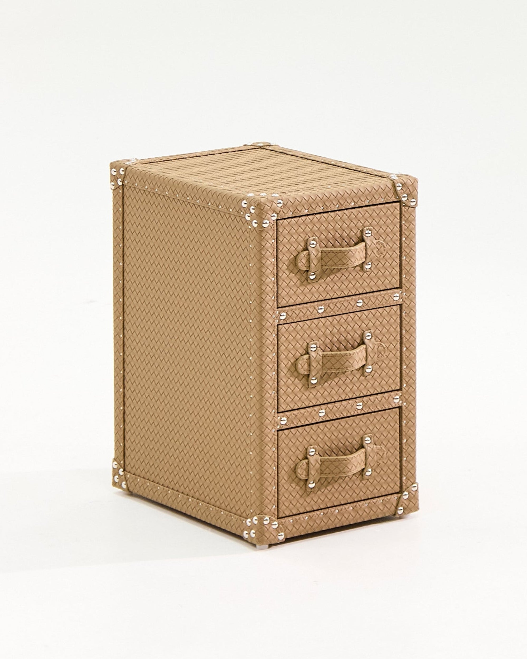 Side view of the SIRAE Heritage Luxe brown compact storage in a luxury Dubai setting