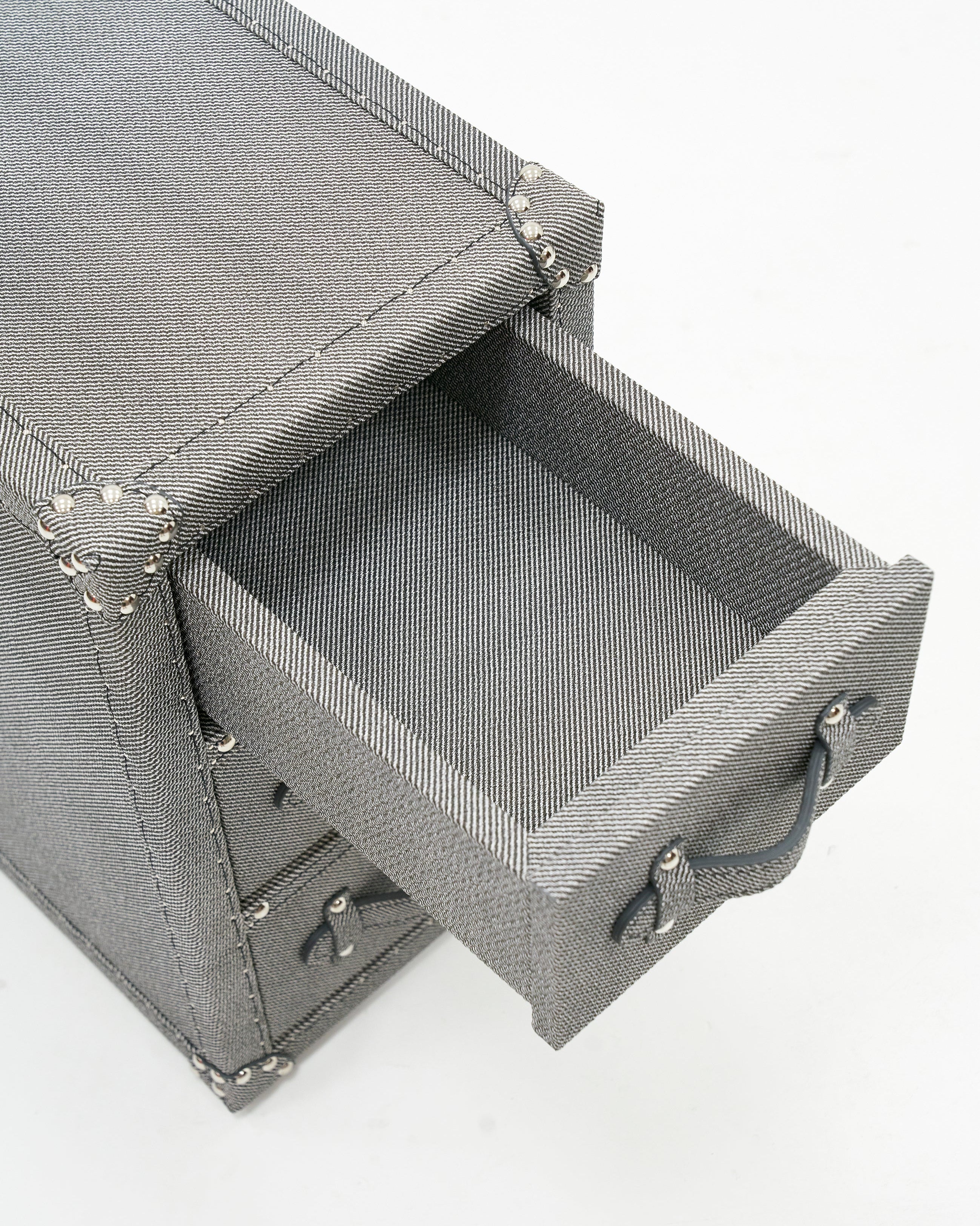 Velvet-lined interior of the SIRAE Heritage Luxe grey compact storage, styled for luxury storage