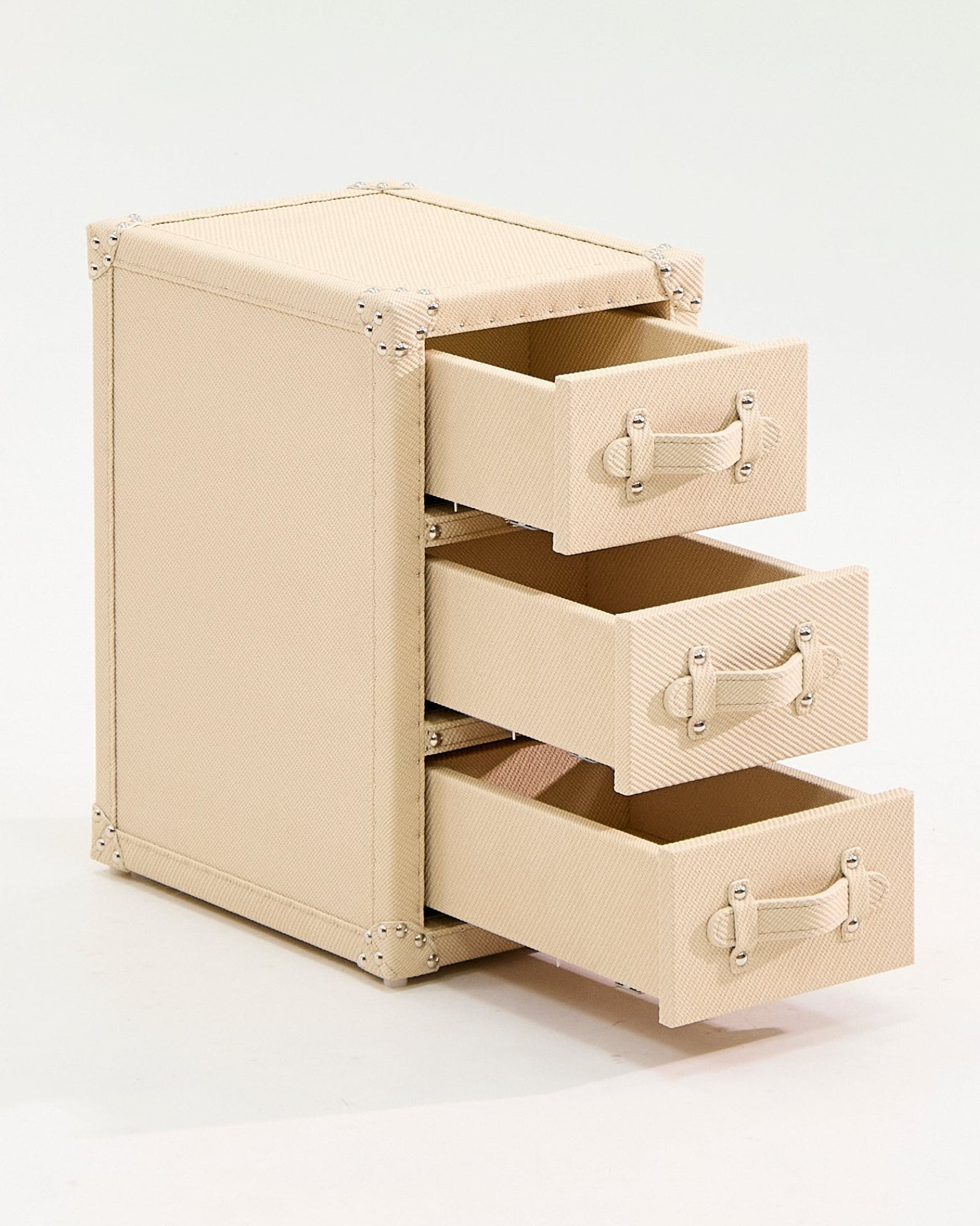 Microfiber leather texture detail on the SIRAE off white compact storage