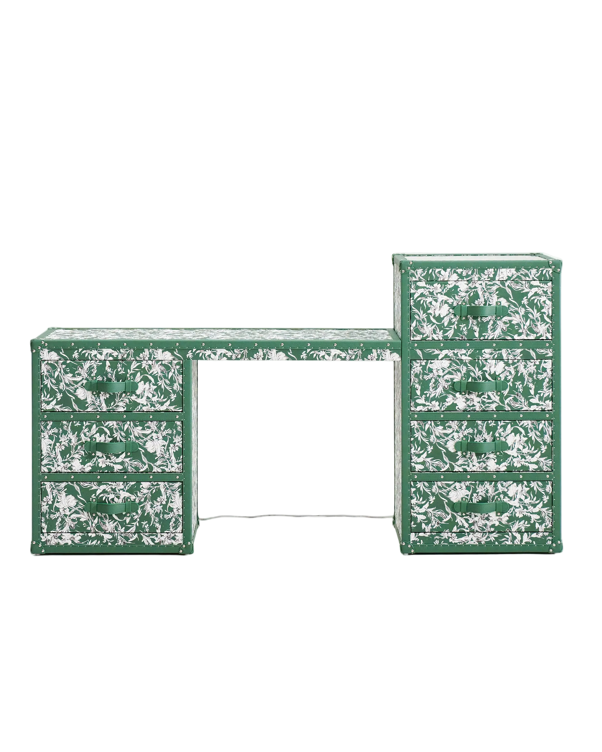 SIRAE Heritage Luxe multi-function cabinet in meadow floral embossed leather, Dubai luxury atelier