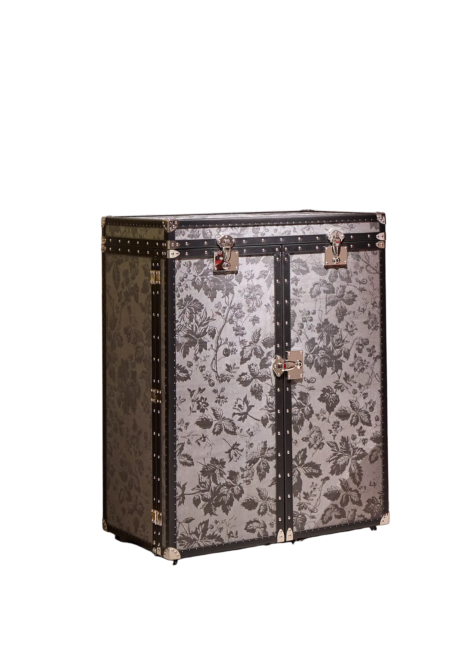 Noir microfiber leather media bar cabinet, side view, by SIRAE Dubai