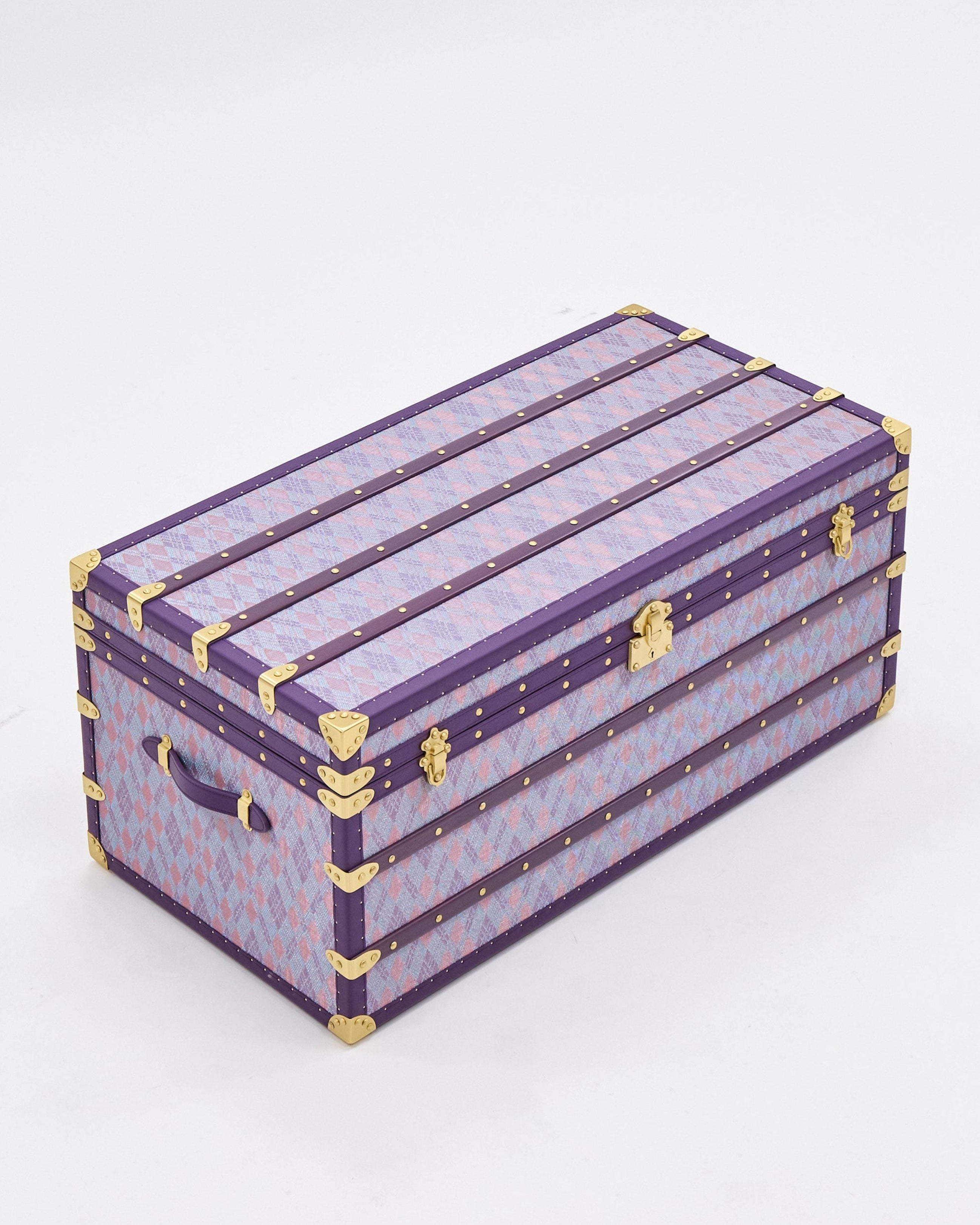 Amethyst microfiber leather storage trunk coffee table, top view, by SIRAE Dubai