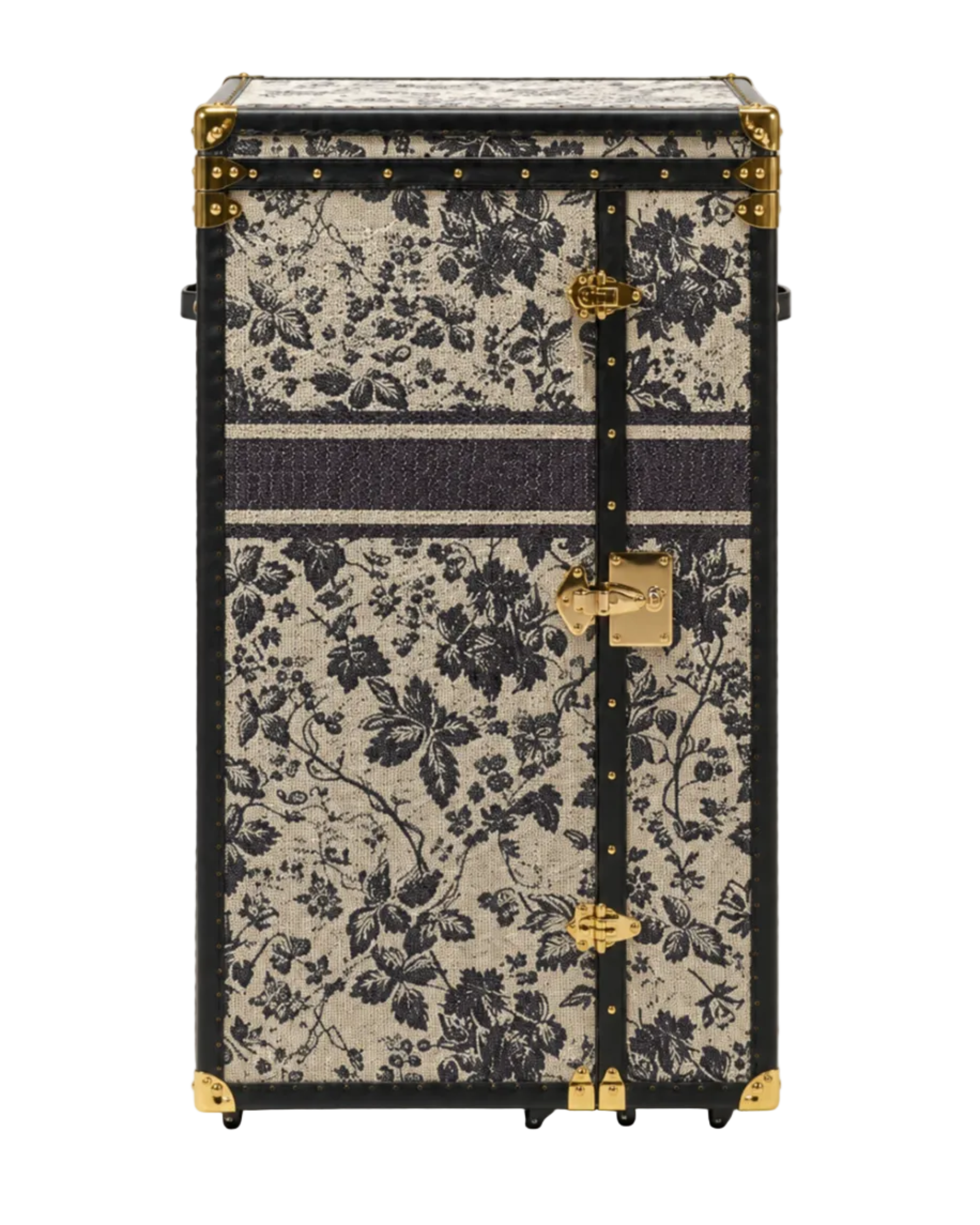 Floral noir leather vanity trunk dressing table with mirror, SIRAE Casa Dubai