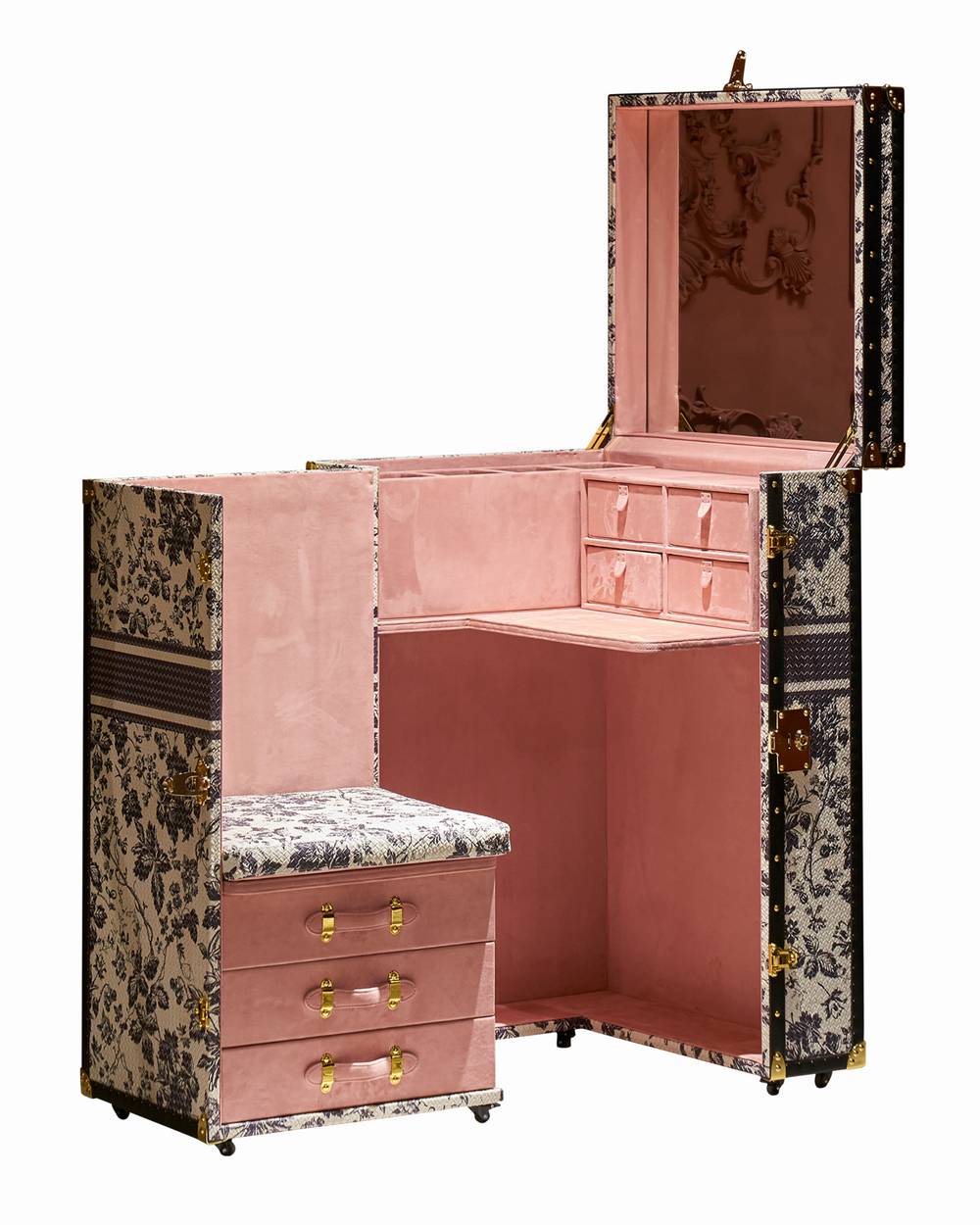 Heritage Leather · The Heirloom Vanity Trunk - Floral Noir