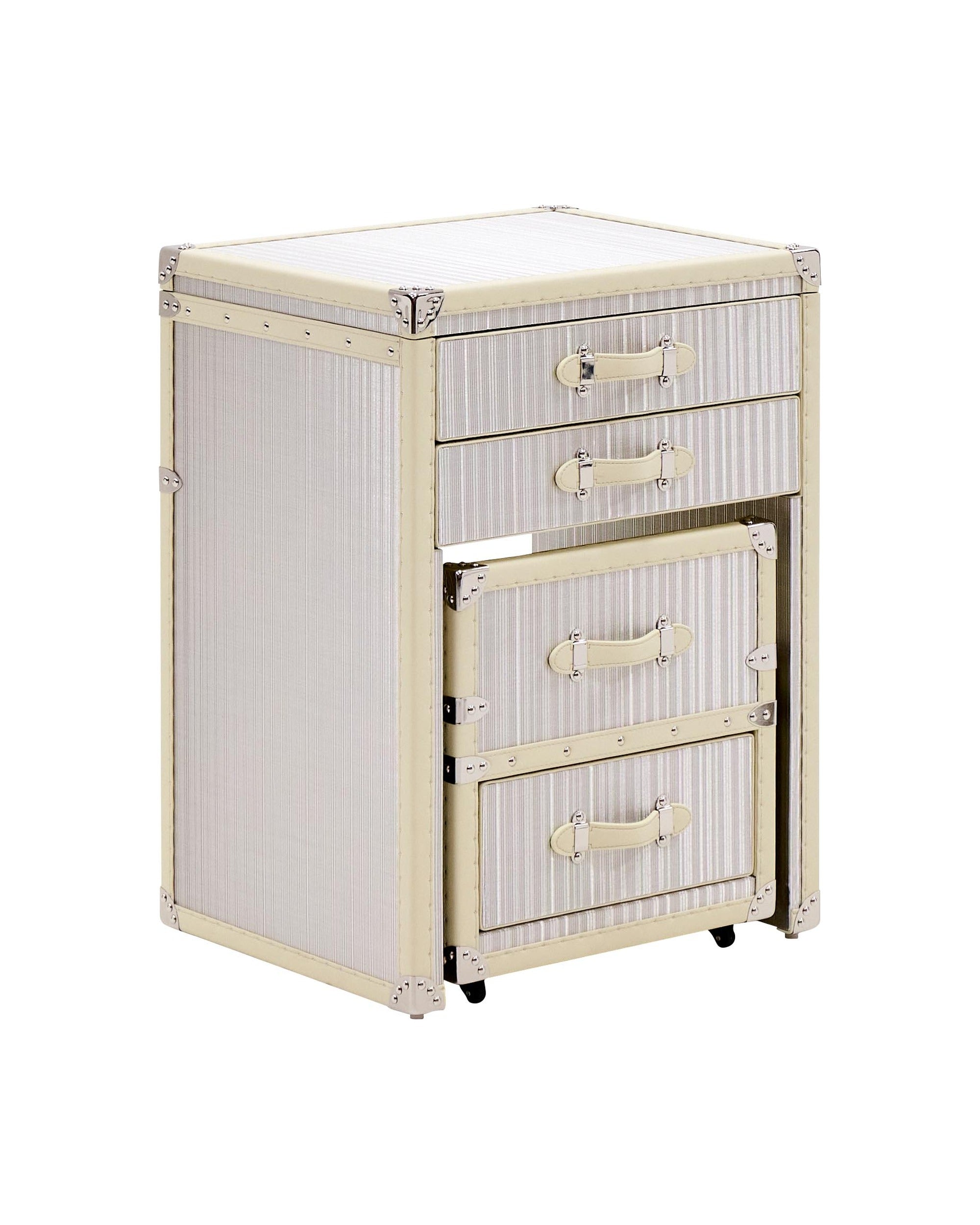 Side view of the white copper wire dressing table with mirror, Aurum Wire, SIRAE Casa Dubai