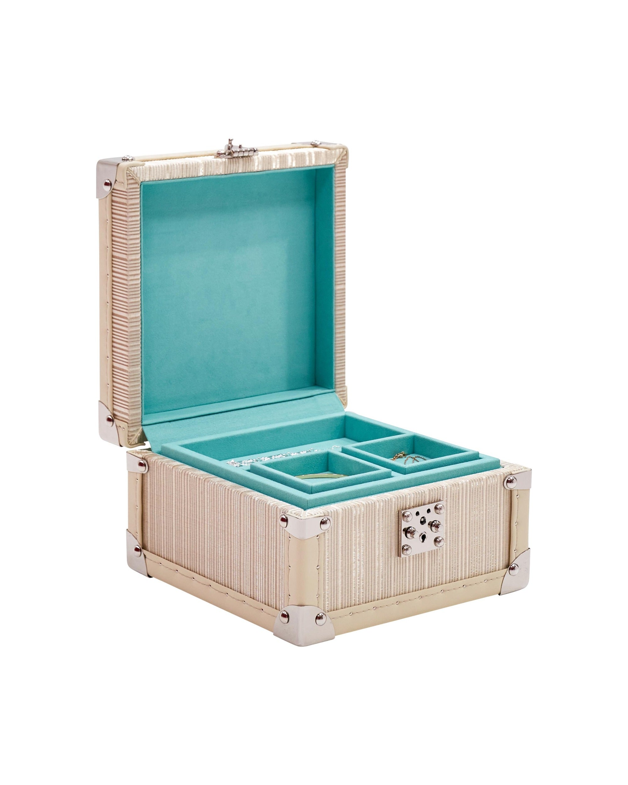 Frosted silver copper wire jewelry box with trays, SIRAE Casa Dubai