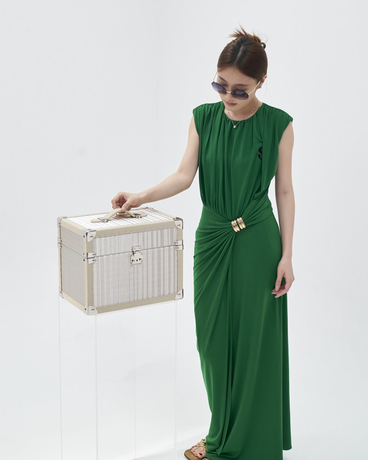 Removable ring tray lifted from the frosted silver jewellery case, SIRAE Dubai