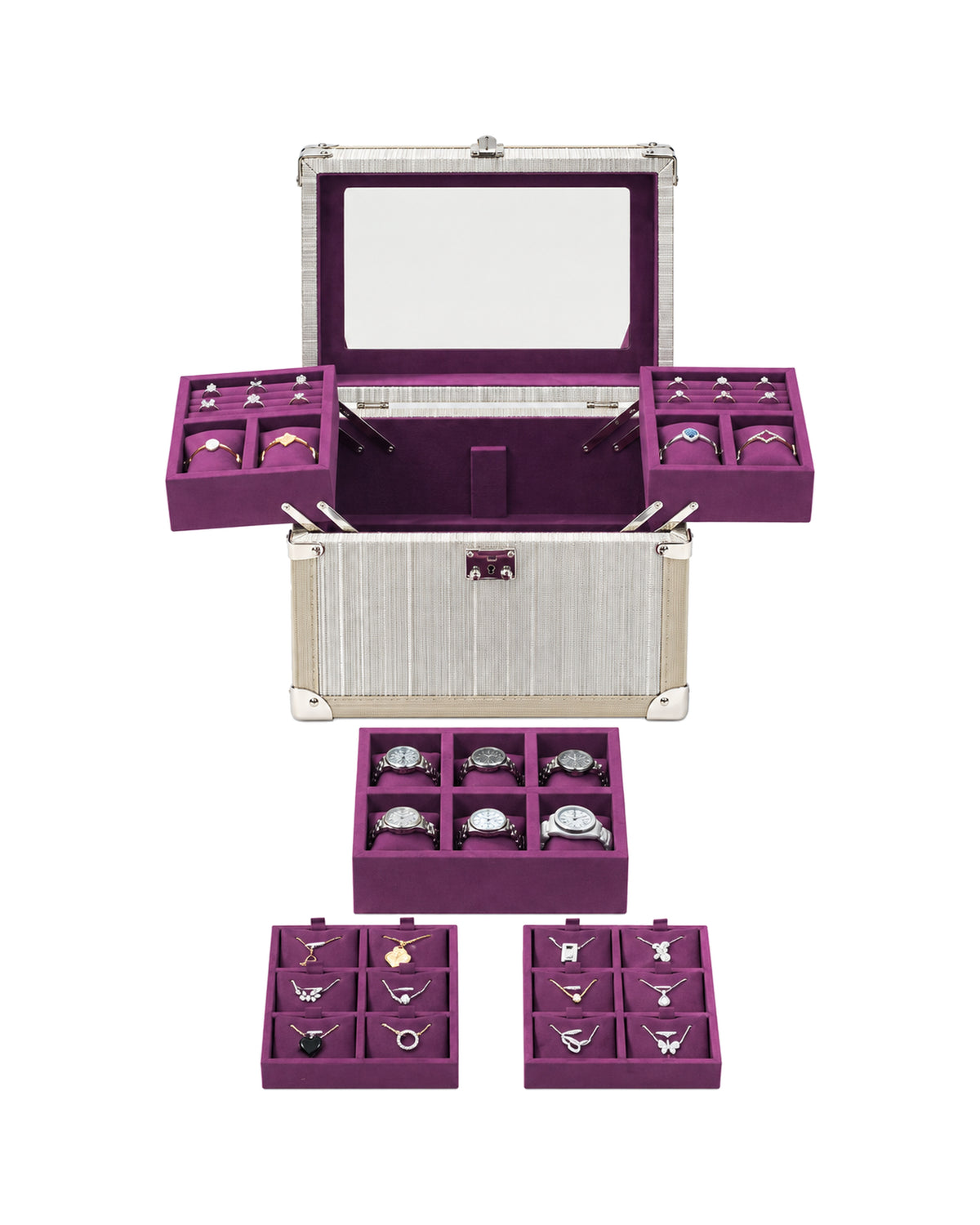 Cantilever trays extended with rings, watches and necklaces, SIRAE Dubai