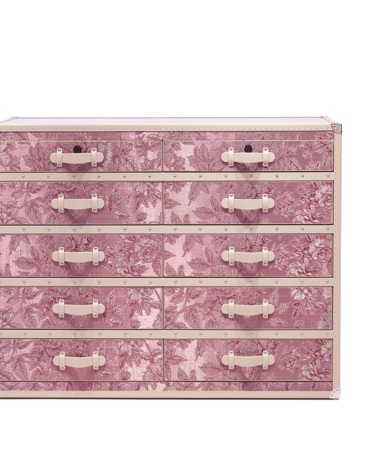 Drawer detail on the Rose Bloom ten-drawer jewelry dresser