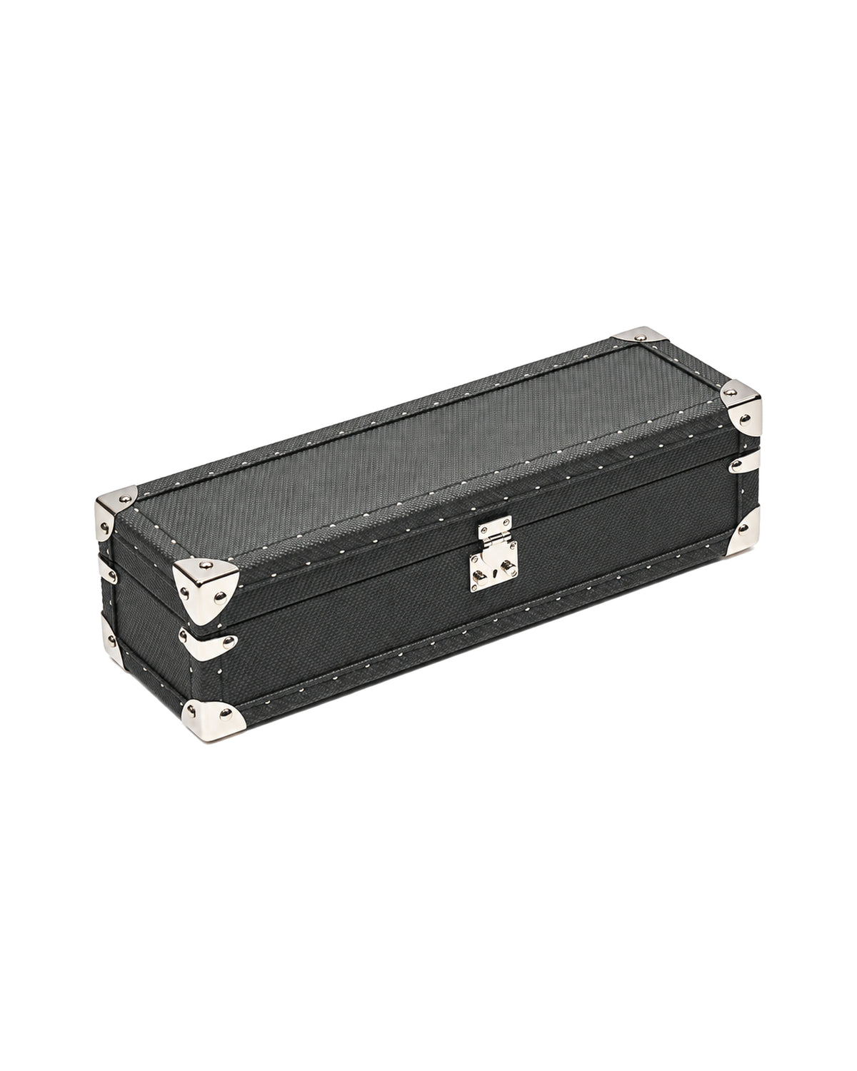 Front view of the black microfiber leather lockable ring and jewellery box, SIRAE Dubai