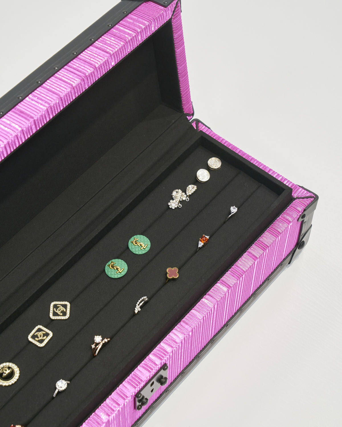 Silver-tone lock and corner cap detail, SIRAE Dubai