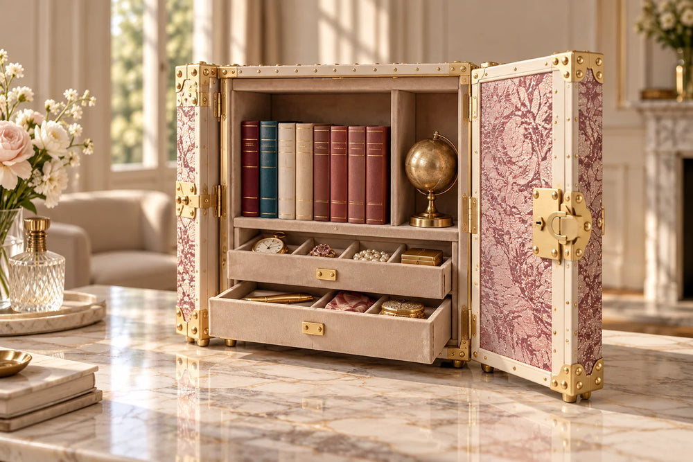 Collector case with compartments for books and collected objects