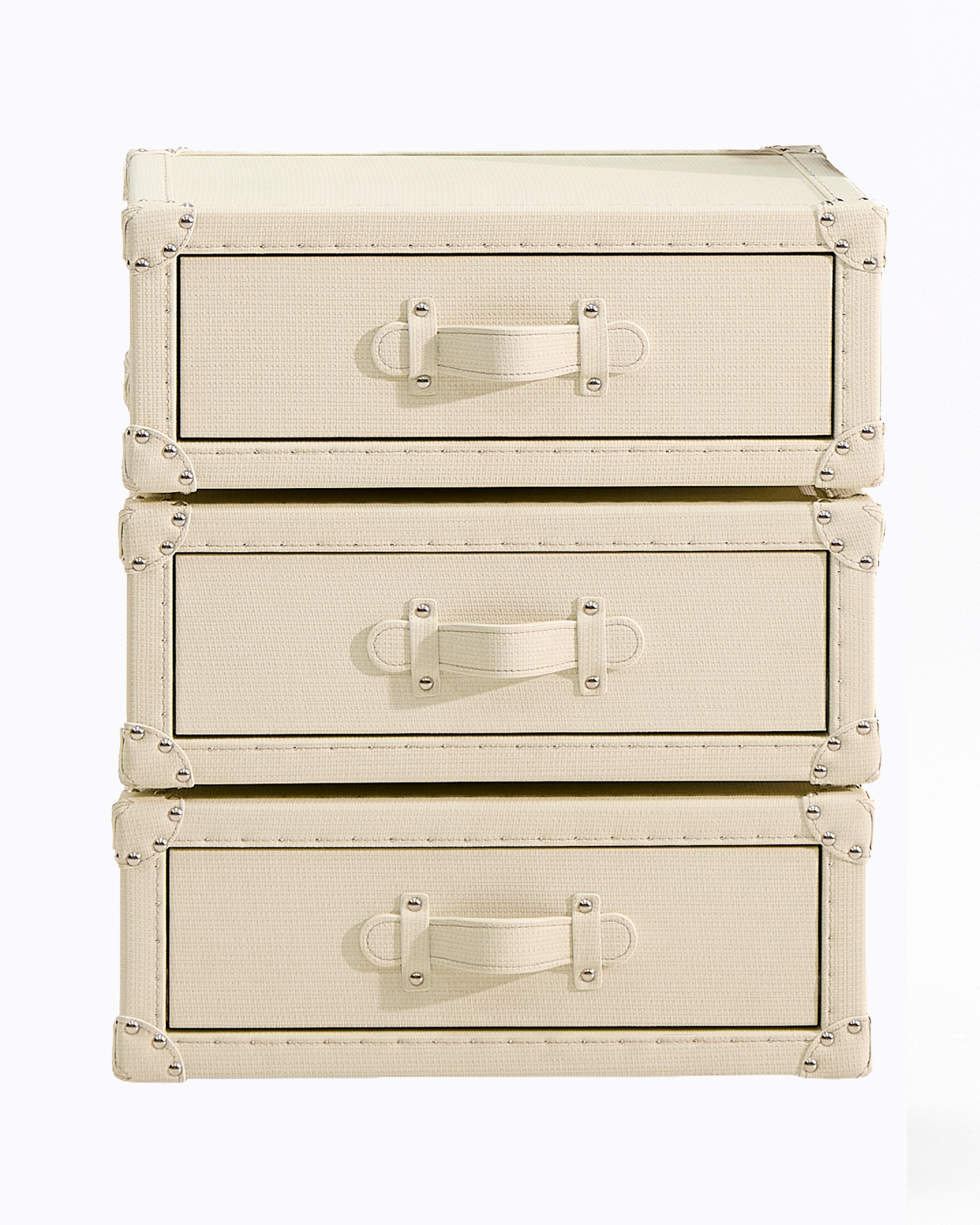 SIRAE Cuir Luxe rotating cabinet in warm beige embossed leather, Dubai luxury atelier