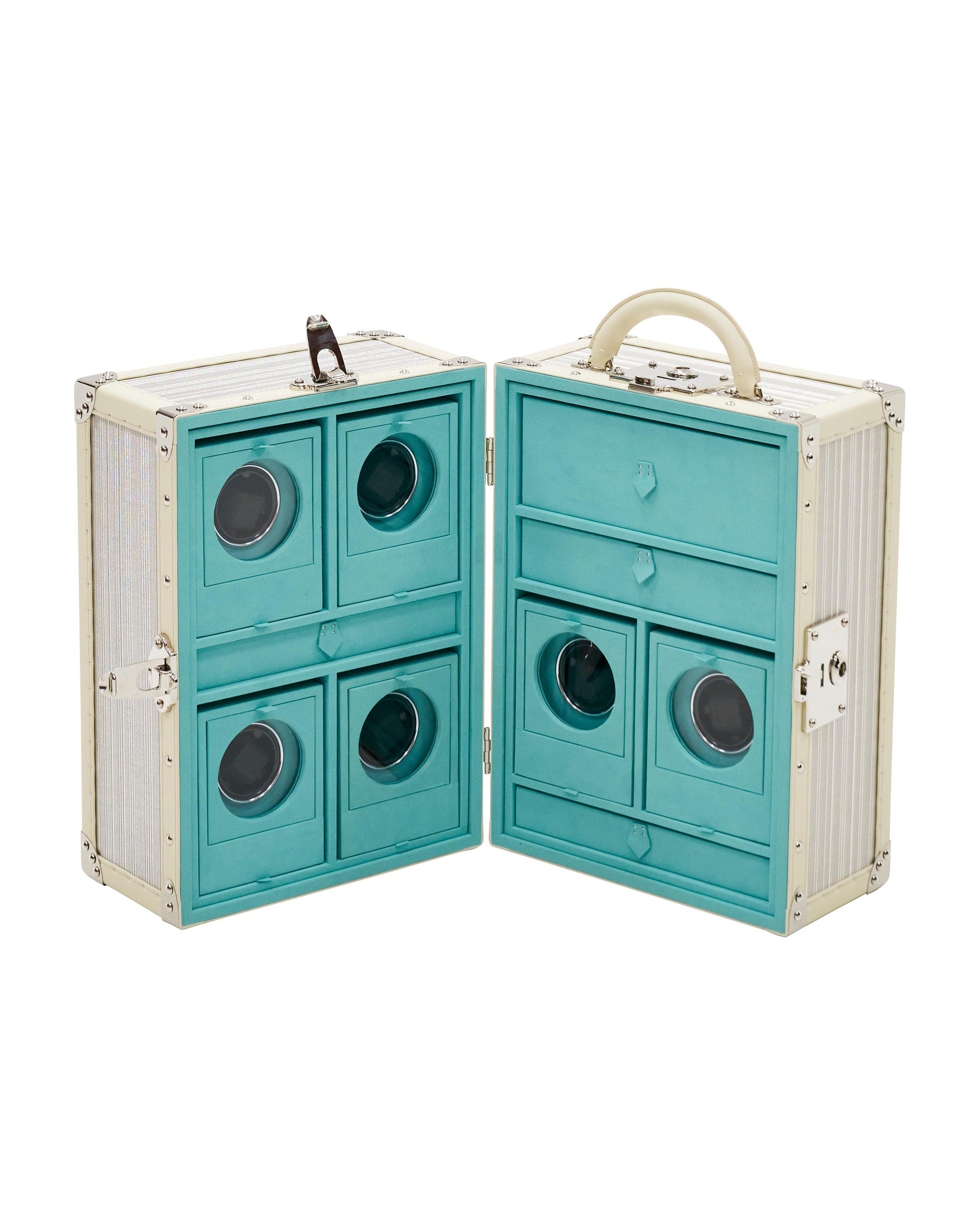 Frosted silver copper wire watch organizer with winders, SIRAE Casa Dubai
