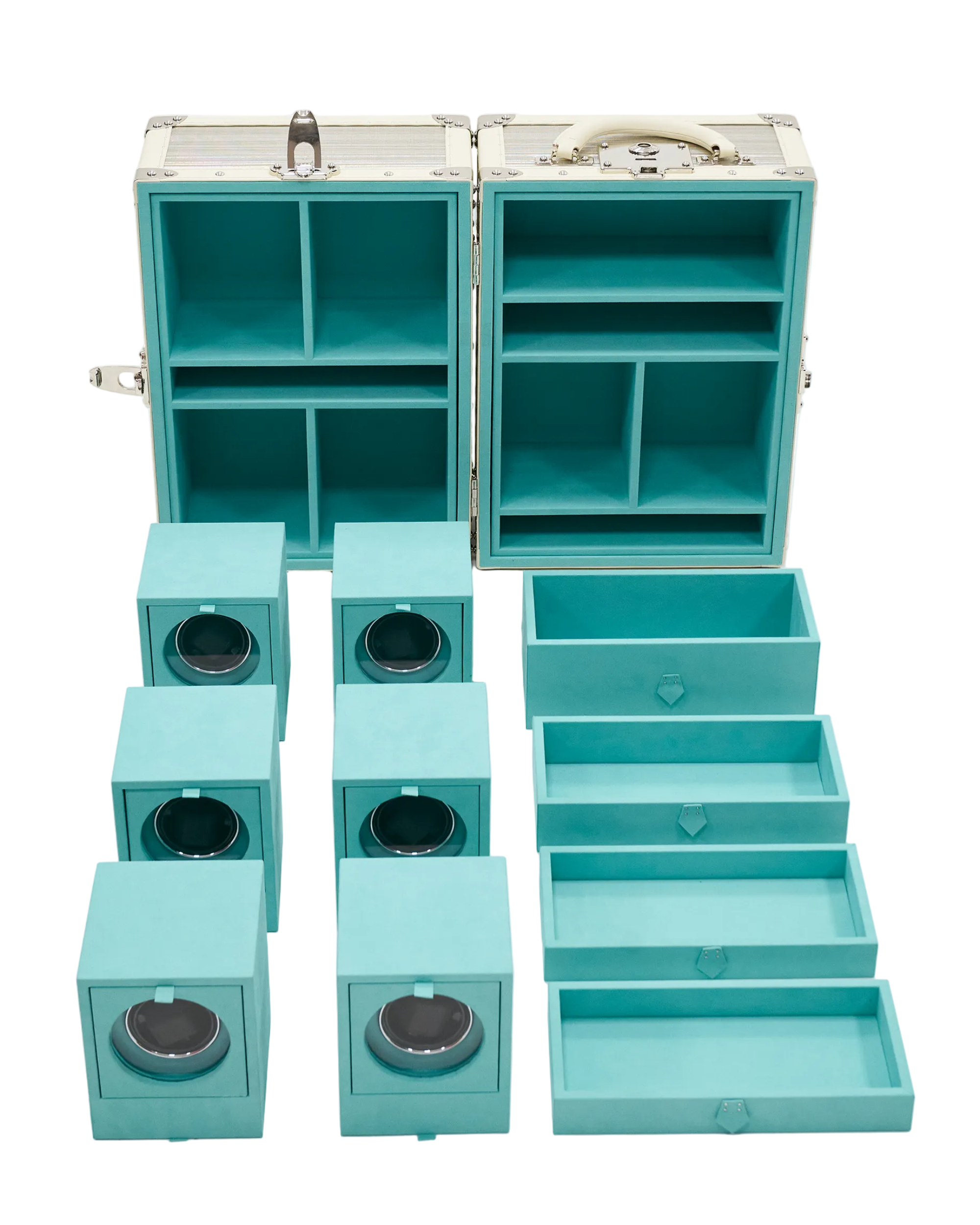 Frosted silver copper wire watch organizer with winders, SIRAE Casa Dubai
